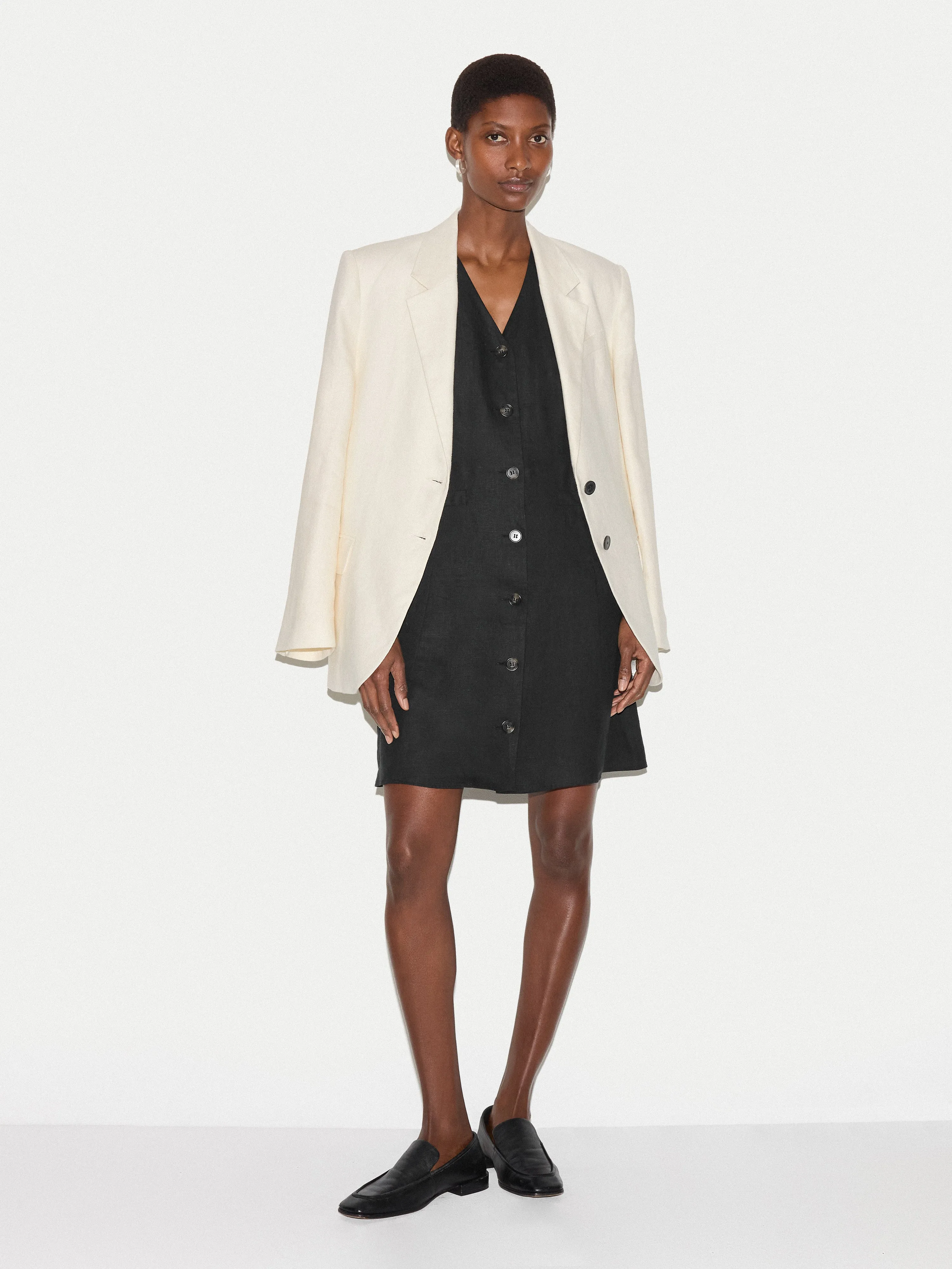 Linen Waistcoat Mini Dress | Black sold by Jigsaw product image thumbnail 3