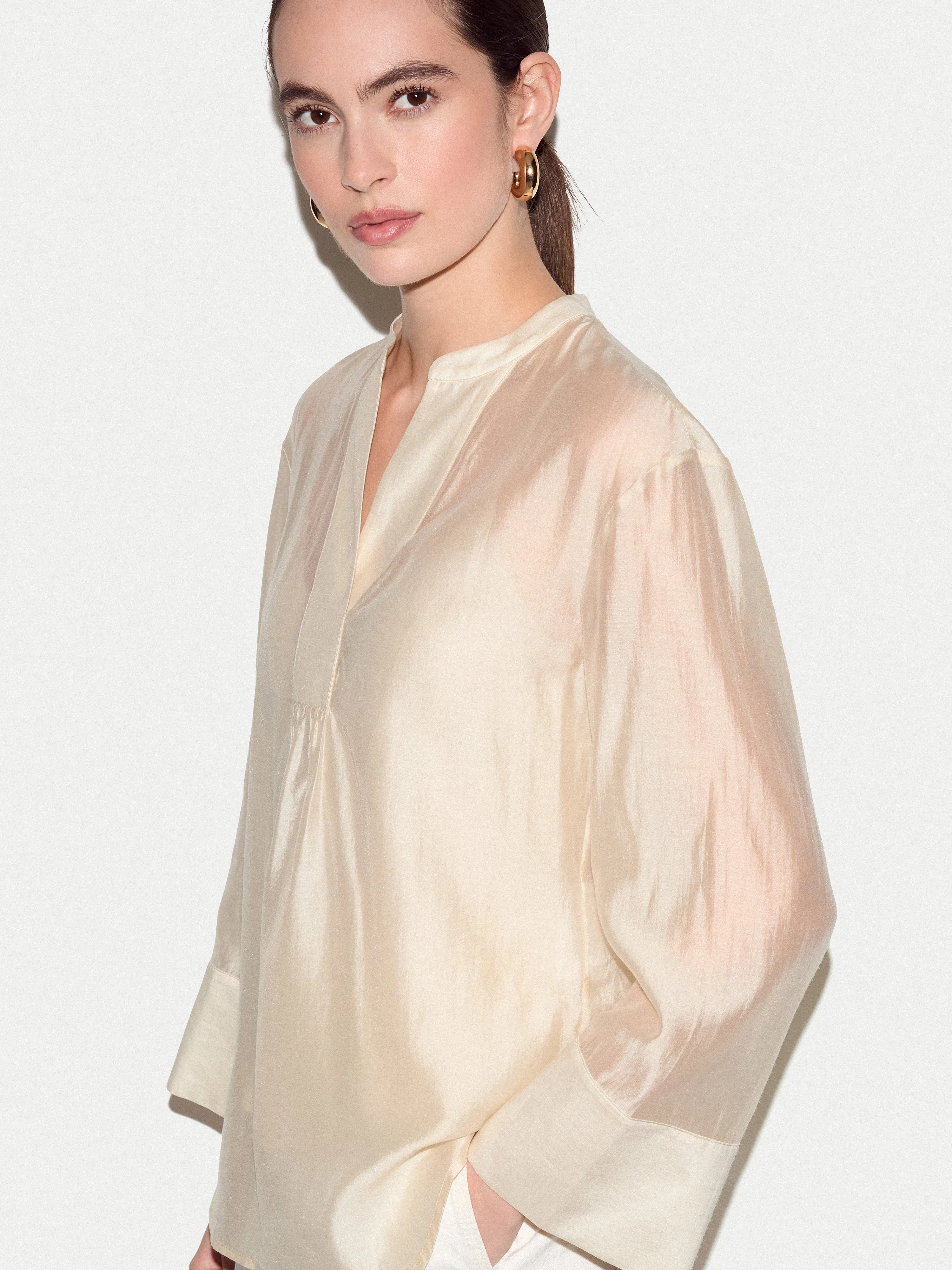 V Neck Sheer Top | Cream sold by Jigsaw product image thumbnail 2