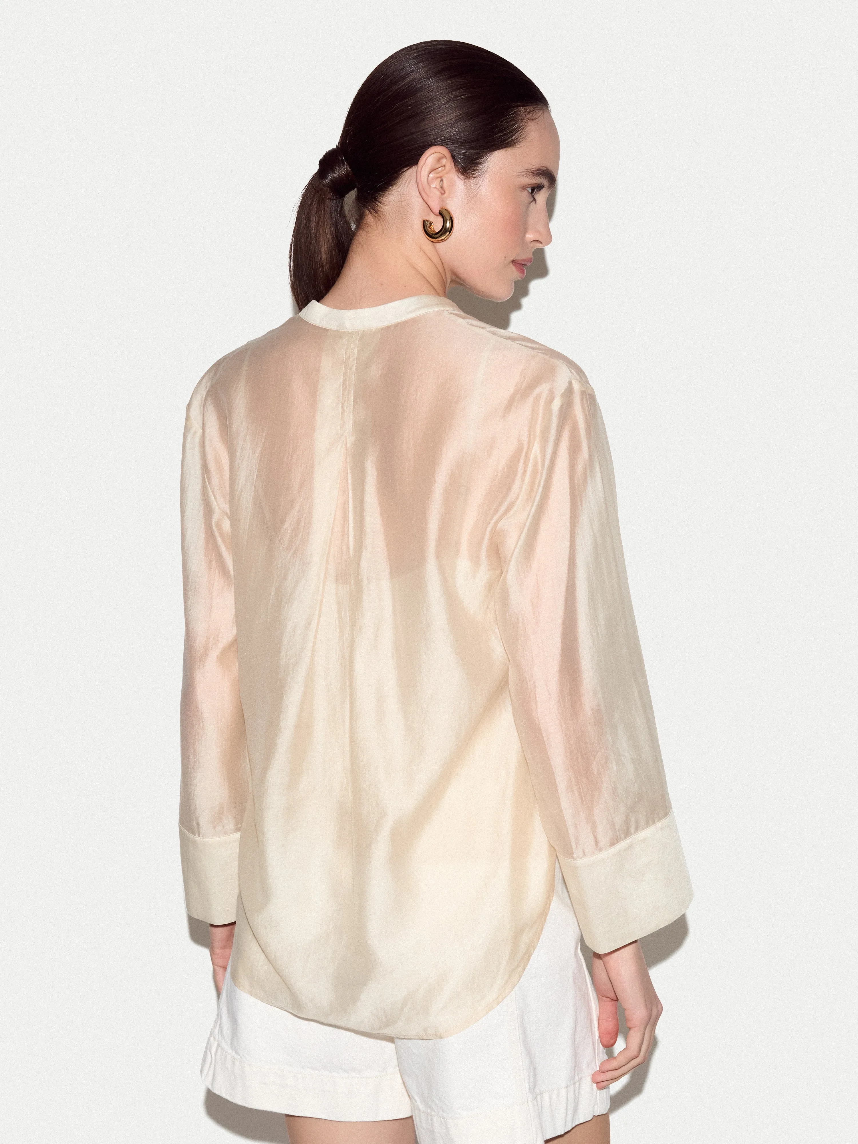 V Neck Sheer Top | Cream sold by Jigsaw product image thumbnail 3