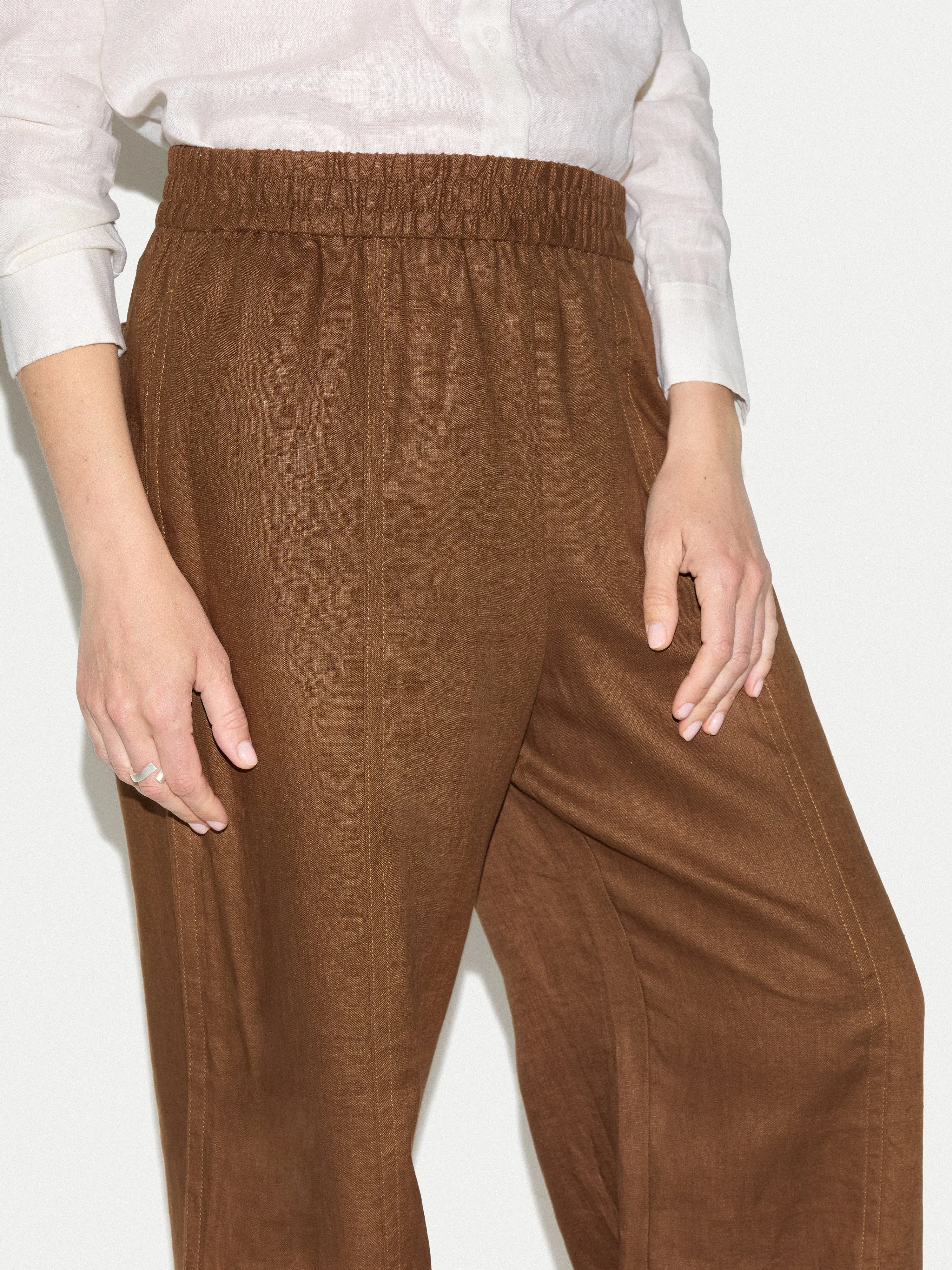 Linen Wide Leg Trouser | Brown sold by Jigsaw product image thumbnail 3