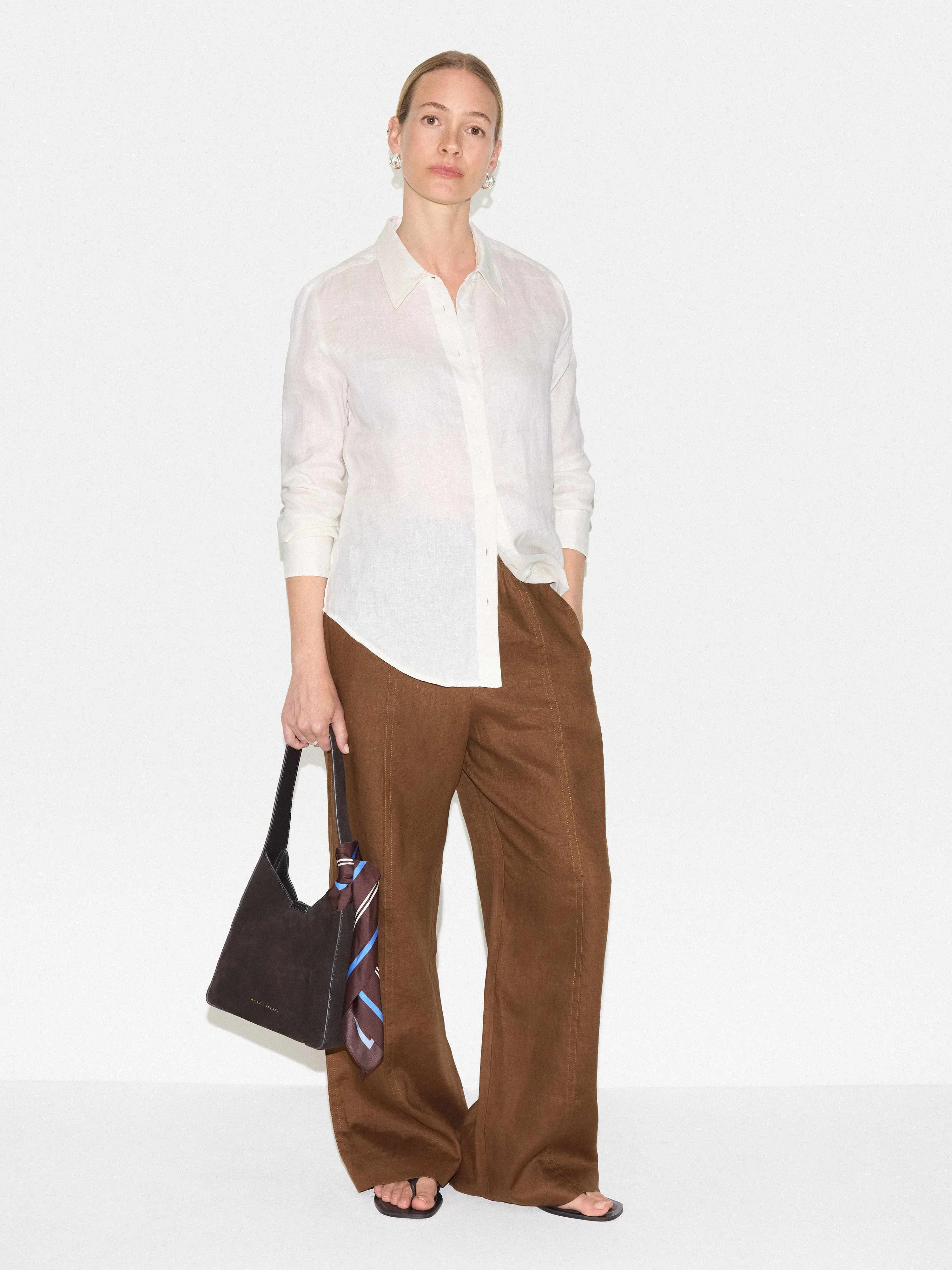 Linen Wide Leg Trouser | Brown sold by Jigsaw