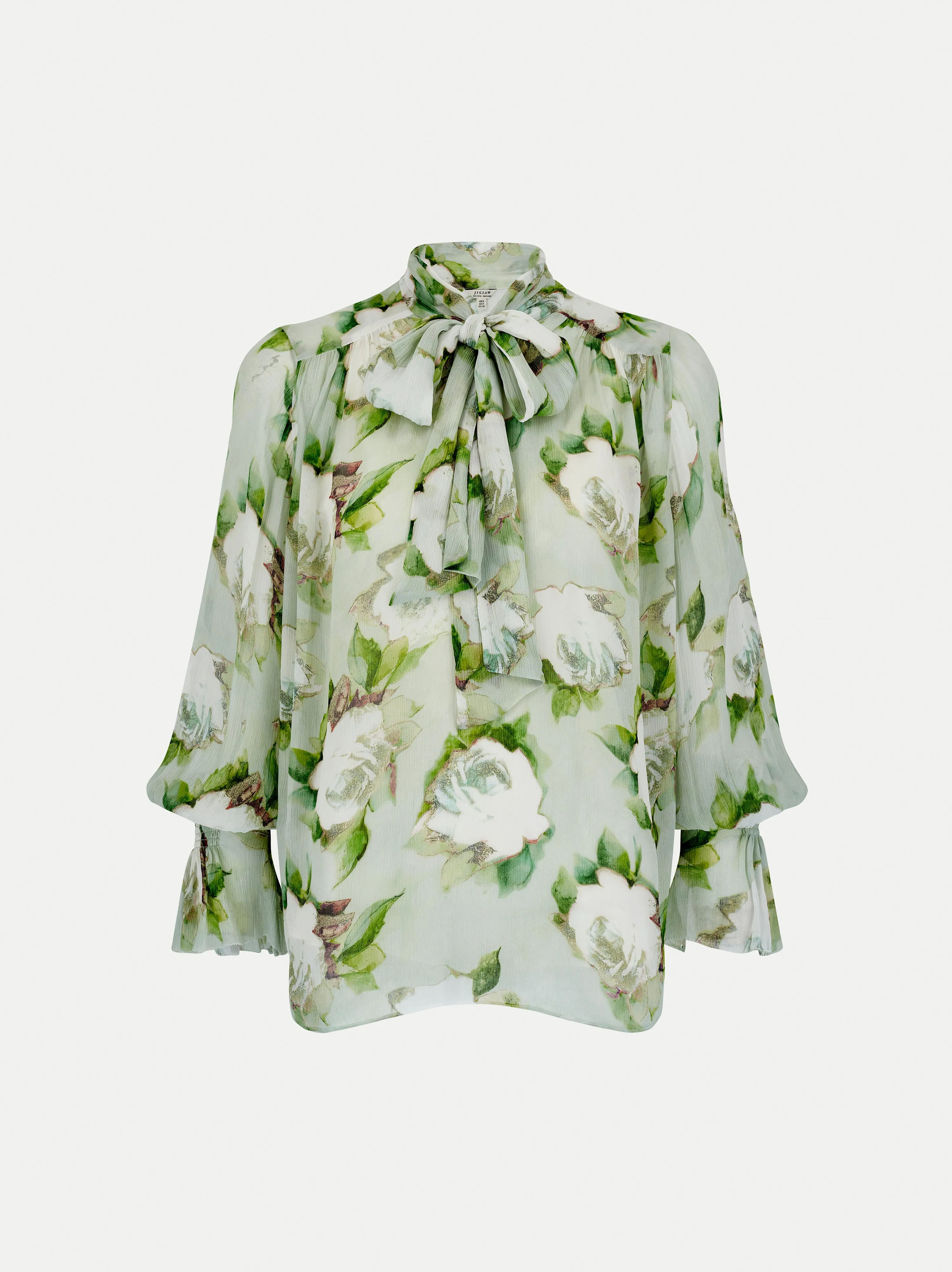 Sketch Rose Georgette Top | Green sold by Jigsaw product image thumbnail 5
