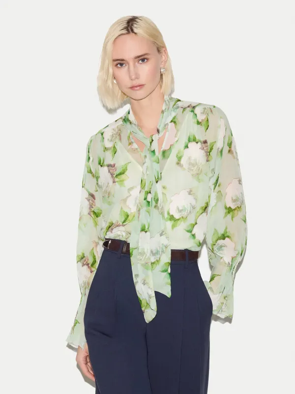 Sketch Rose Georgette Top | Green made by Jigsaw