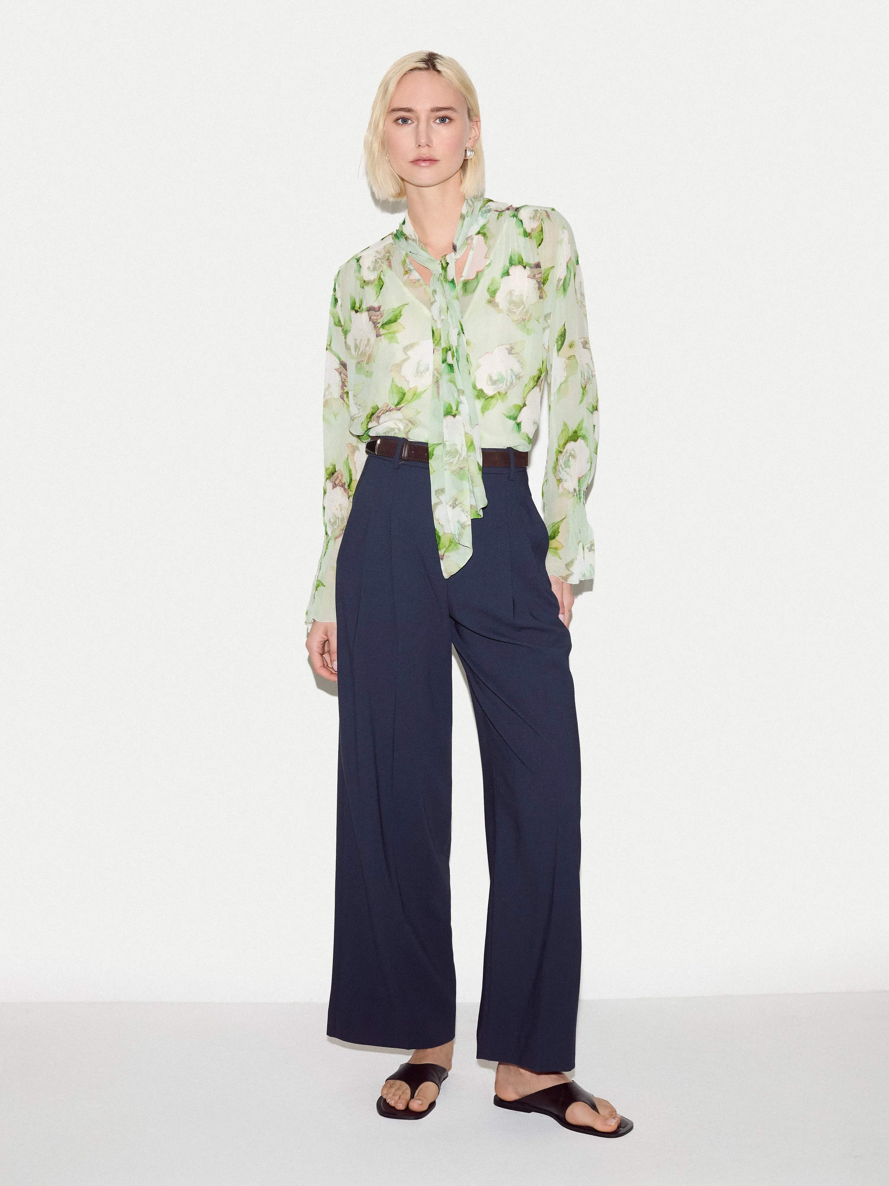 Sketch Rose Georgette Top | Green sold by Jigsaw product image thumbnail 2