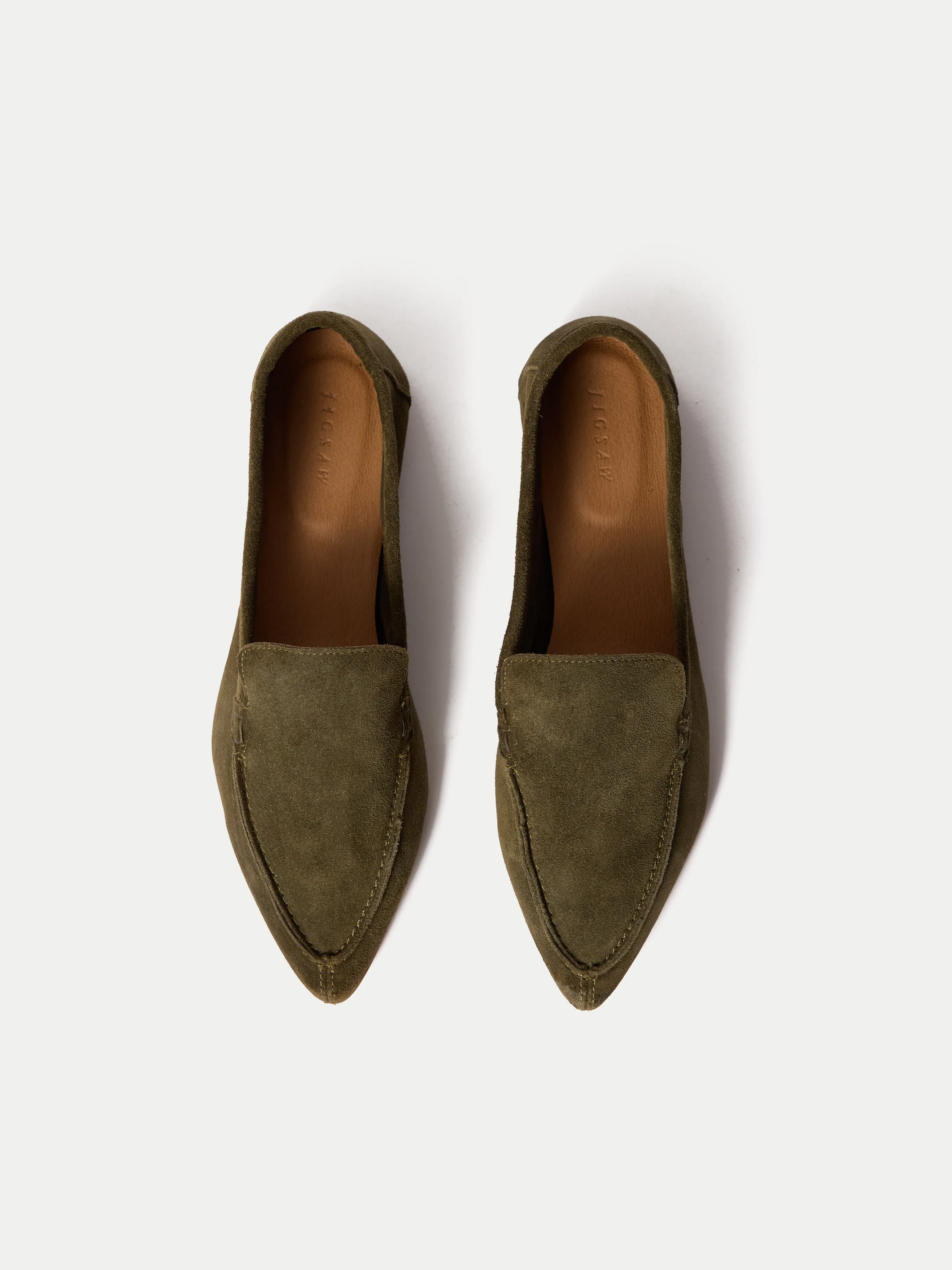 Soft Suede Pointed Loafer | Khaki sold by Jigsaw product image thumbnail 4
