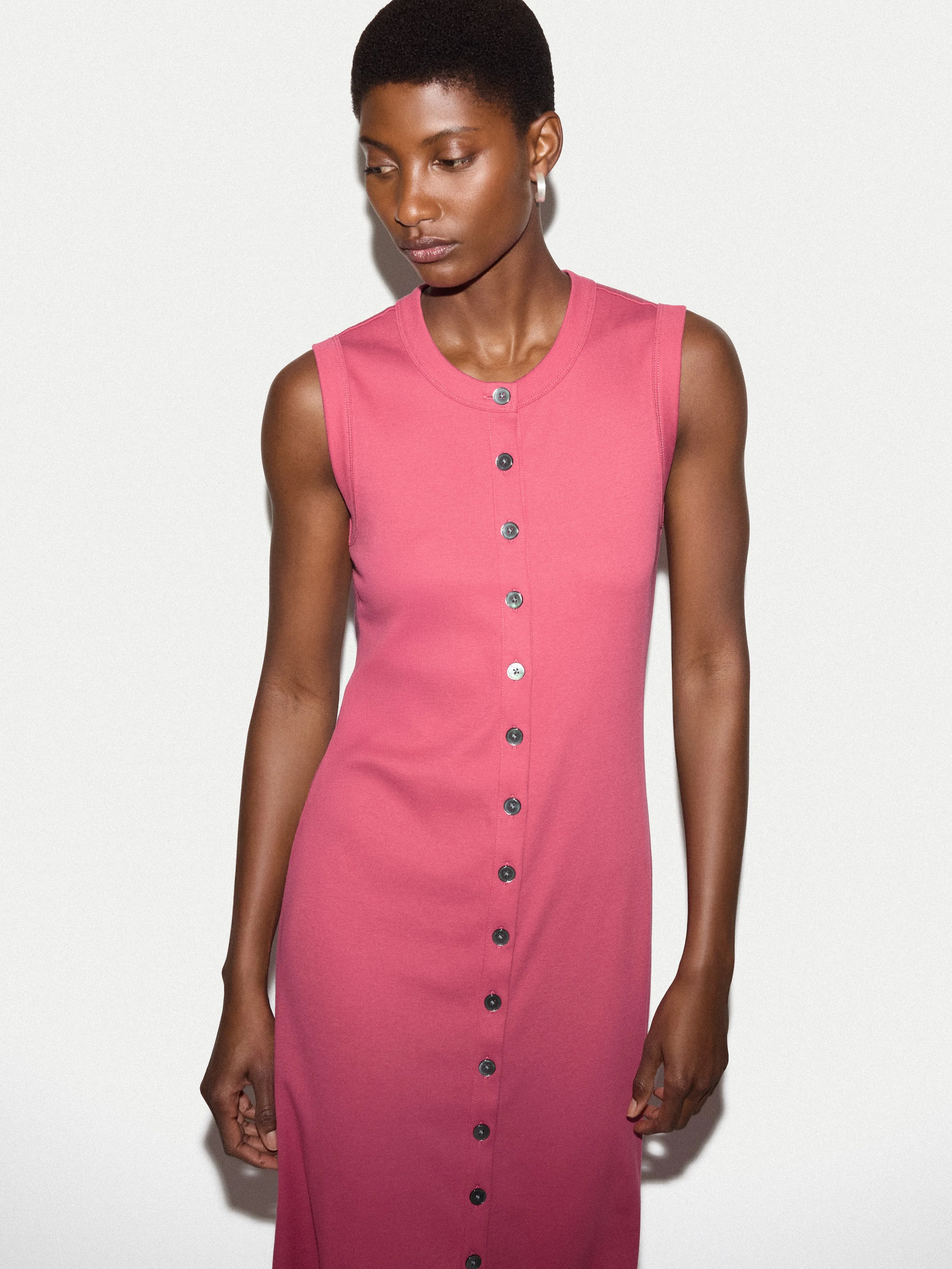 Cotton Rib Button Tank Dress | Pink sold by Jigsaw product image thumbnail 3