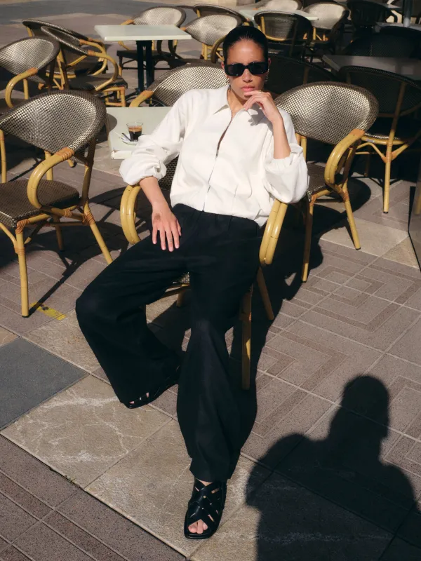 Linen Wide Leg Trouser | Black made by Jigsaw