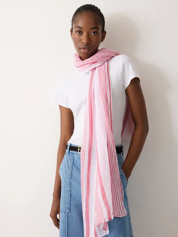 Striped Cotton Woven Scarf | Red made by Jigsaw