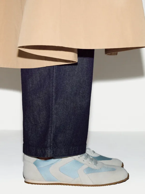 Porto Suede Satin Trainer | Blue made by Jigsaw
