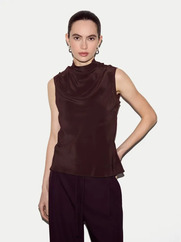 Silk Front Knit Tank | Brown made by Jigsaw