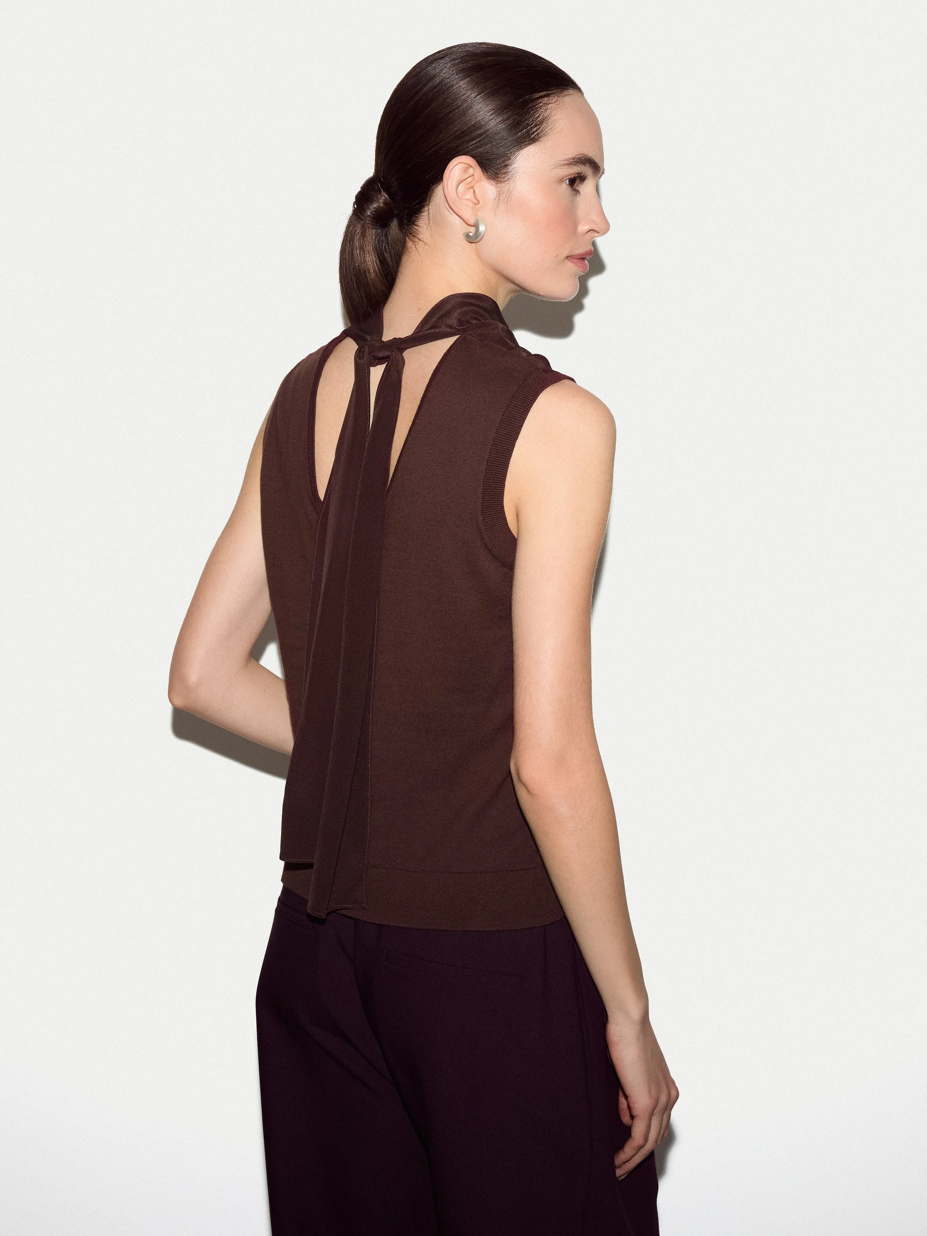 Silk Front Knit Tank | Brown sold by Jigsaw product image thumbnail 4