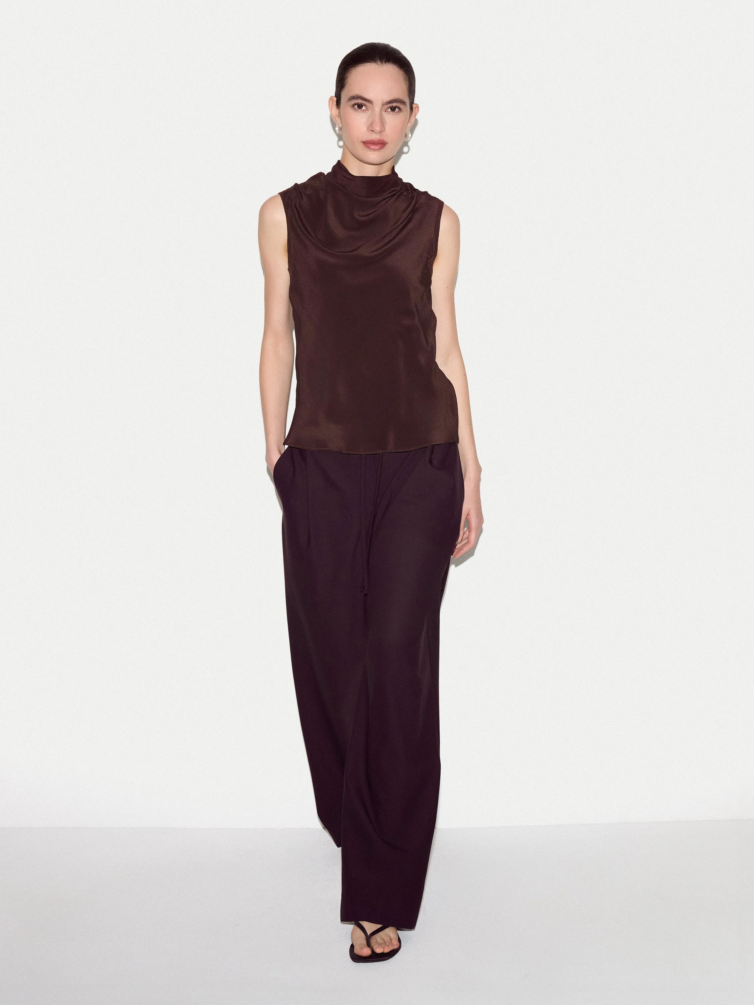 Silk Front Knit Tank | Brown sold by Jigsaw product image thumbnail 2
