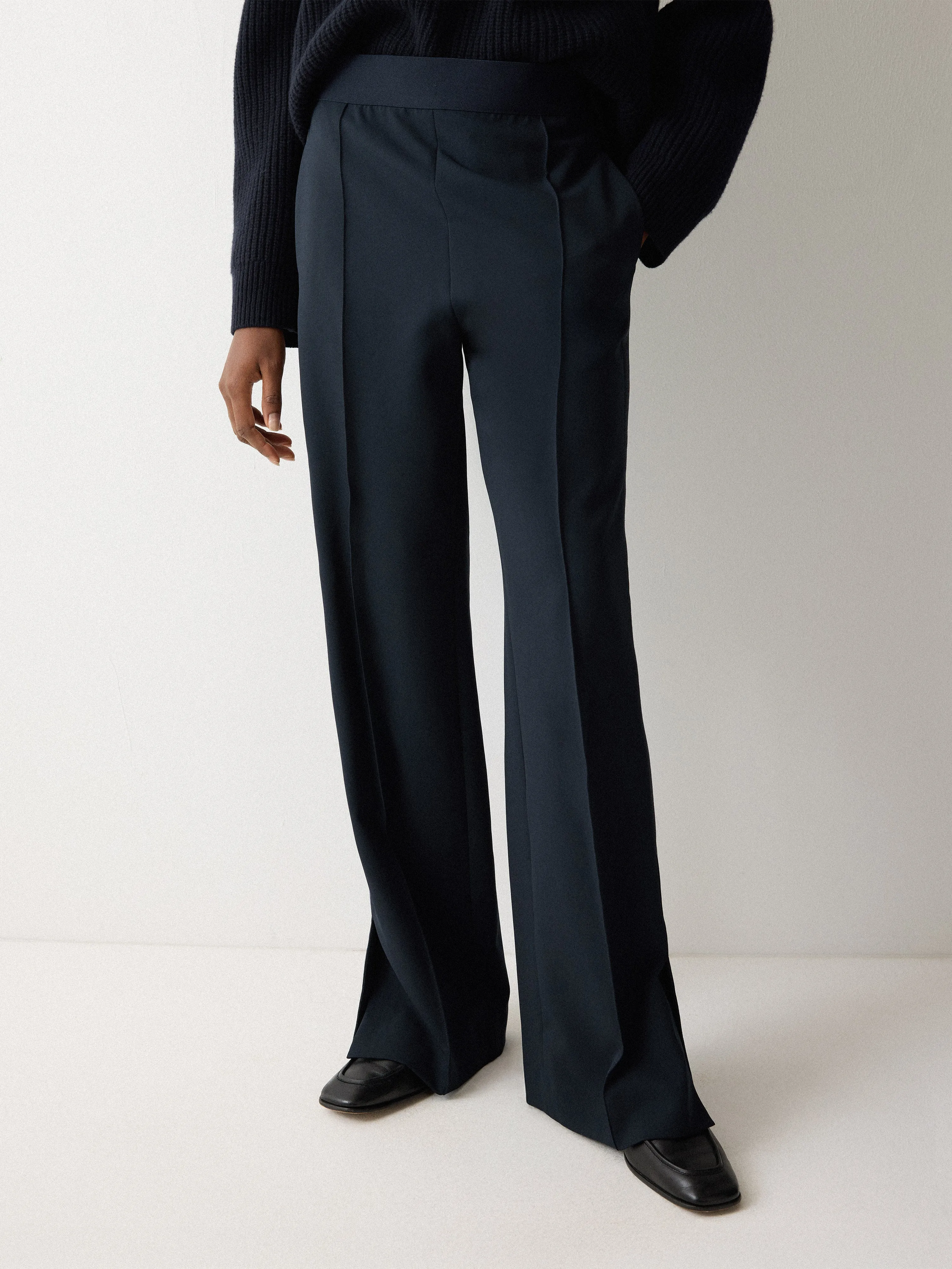 Crepe Split Hem Jogger | Navy sold by Jigsaw product image thumbnail 3