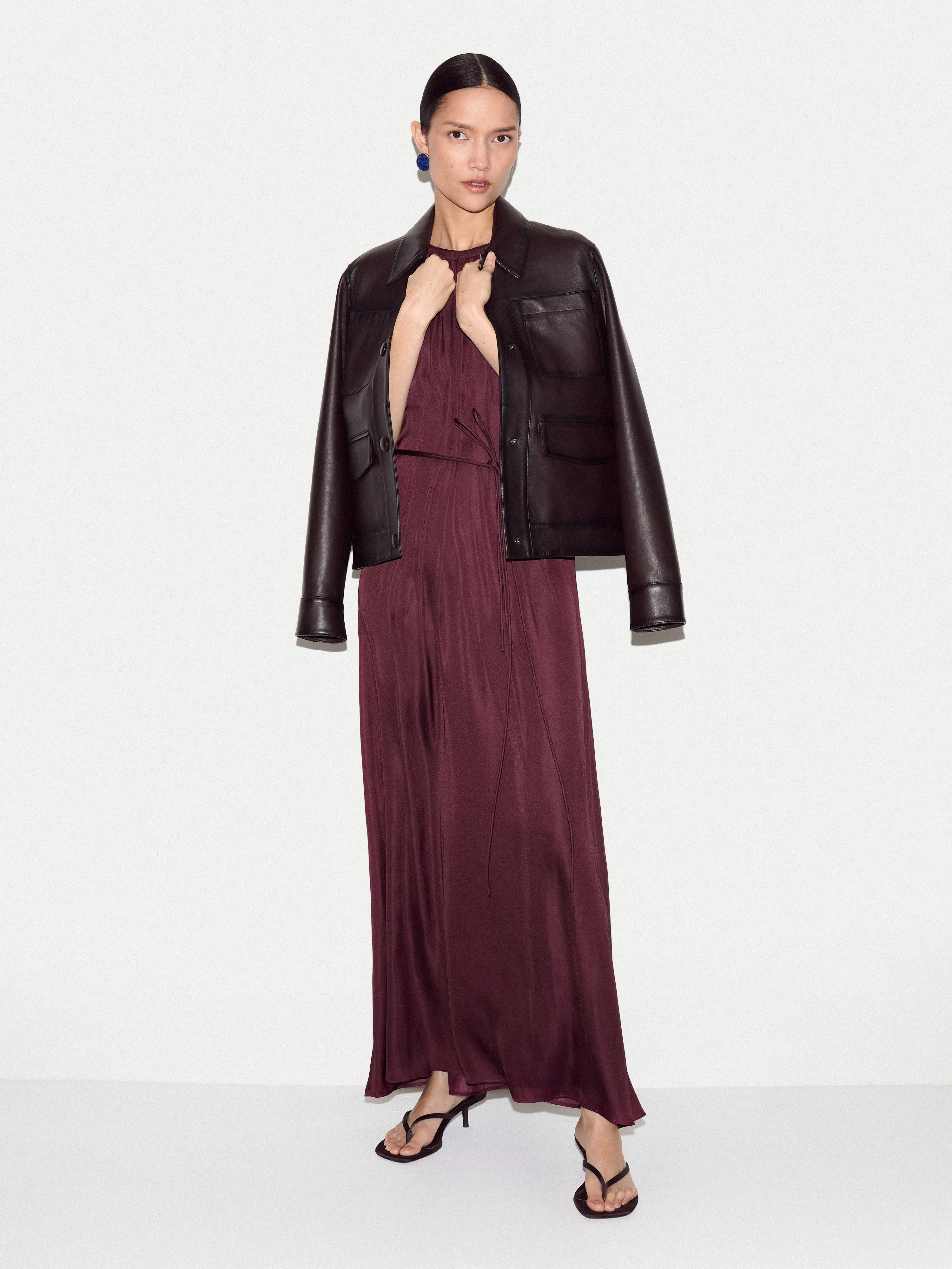 Recycled Satin Halter Dress | Burgundy sold by Jigsaw product image thumbnail 5
