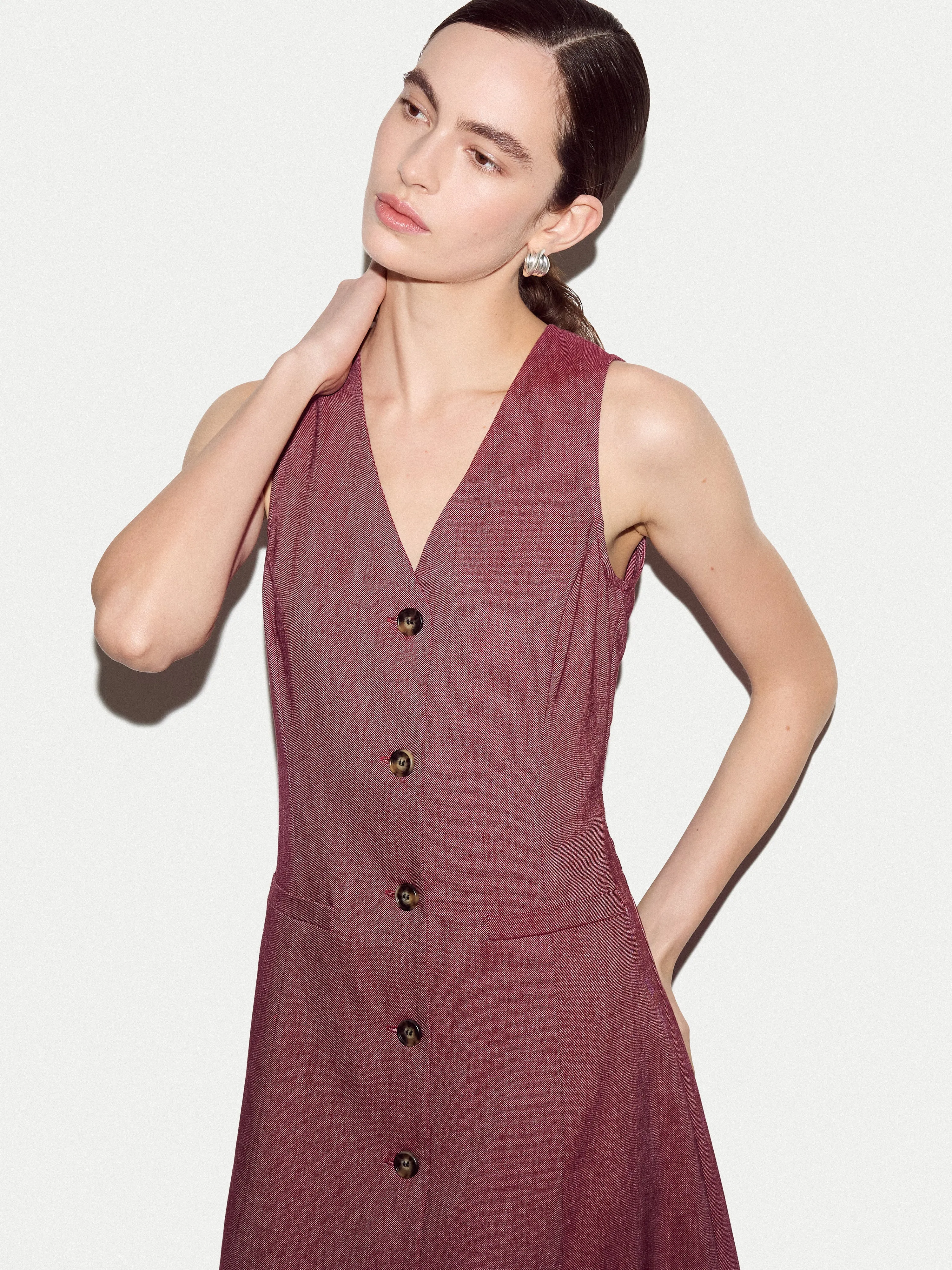 Chambray Linen Waistcoat Dress | Red sold by Jigsaw product image thumbnail 2