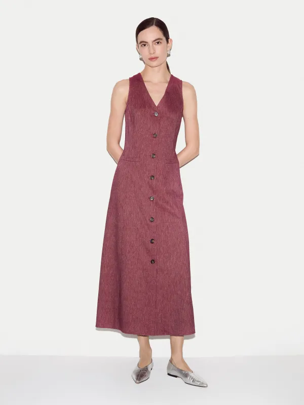 Chambray Linen Waistcoat Dress | Red made by Jigsaw