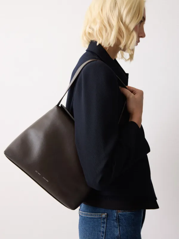 Leather Fold Over Shoulder Bag | Brown made by Jigsaw
