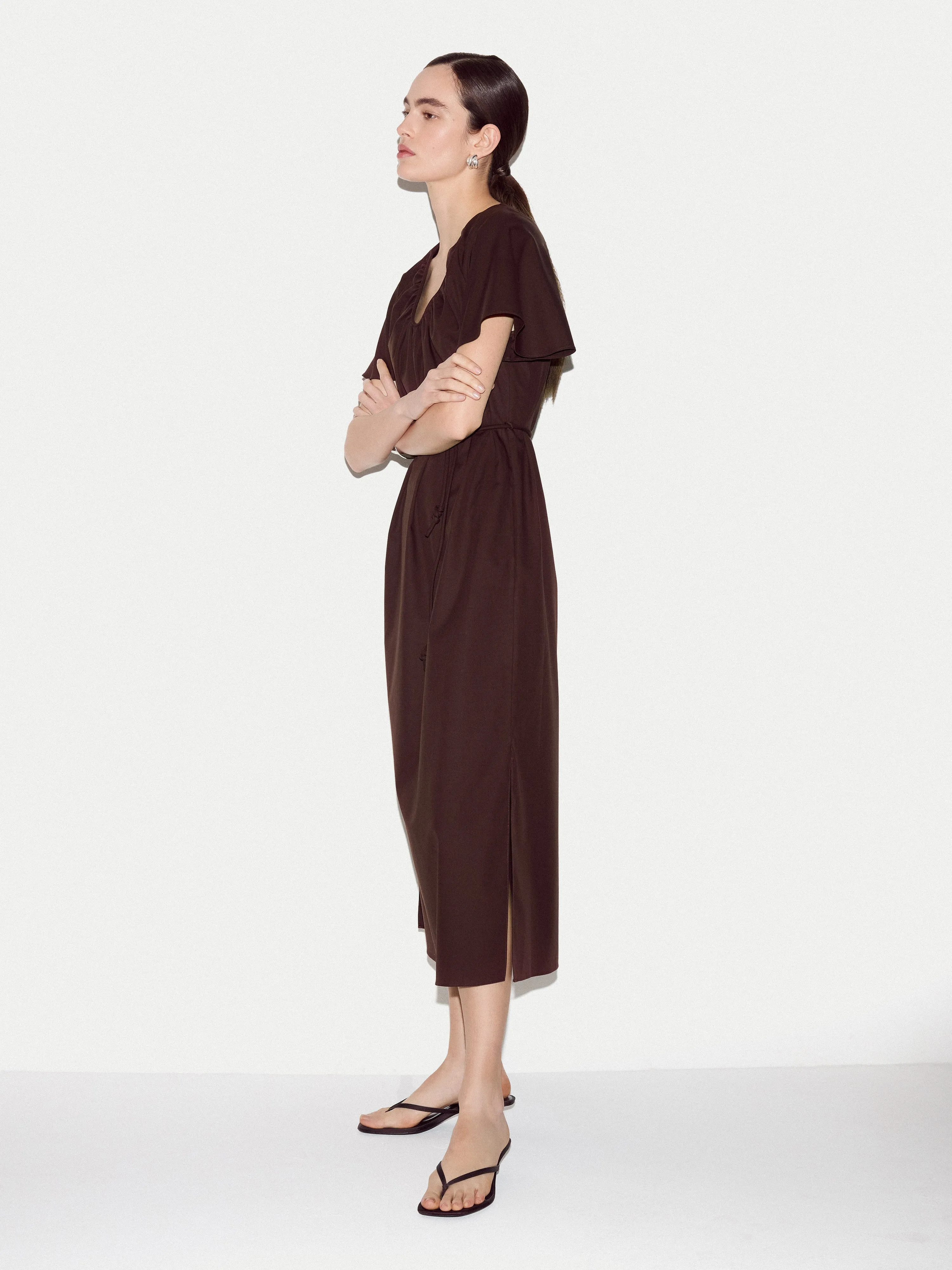 Cotton Lyocell U Neck Dress | Brown sold by Jigsaw product image thumbnail 3