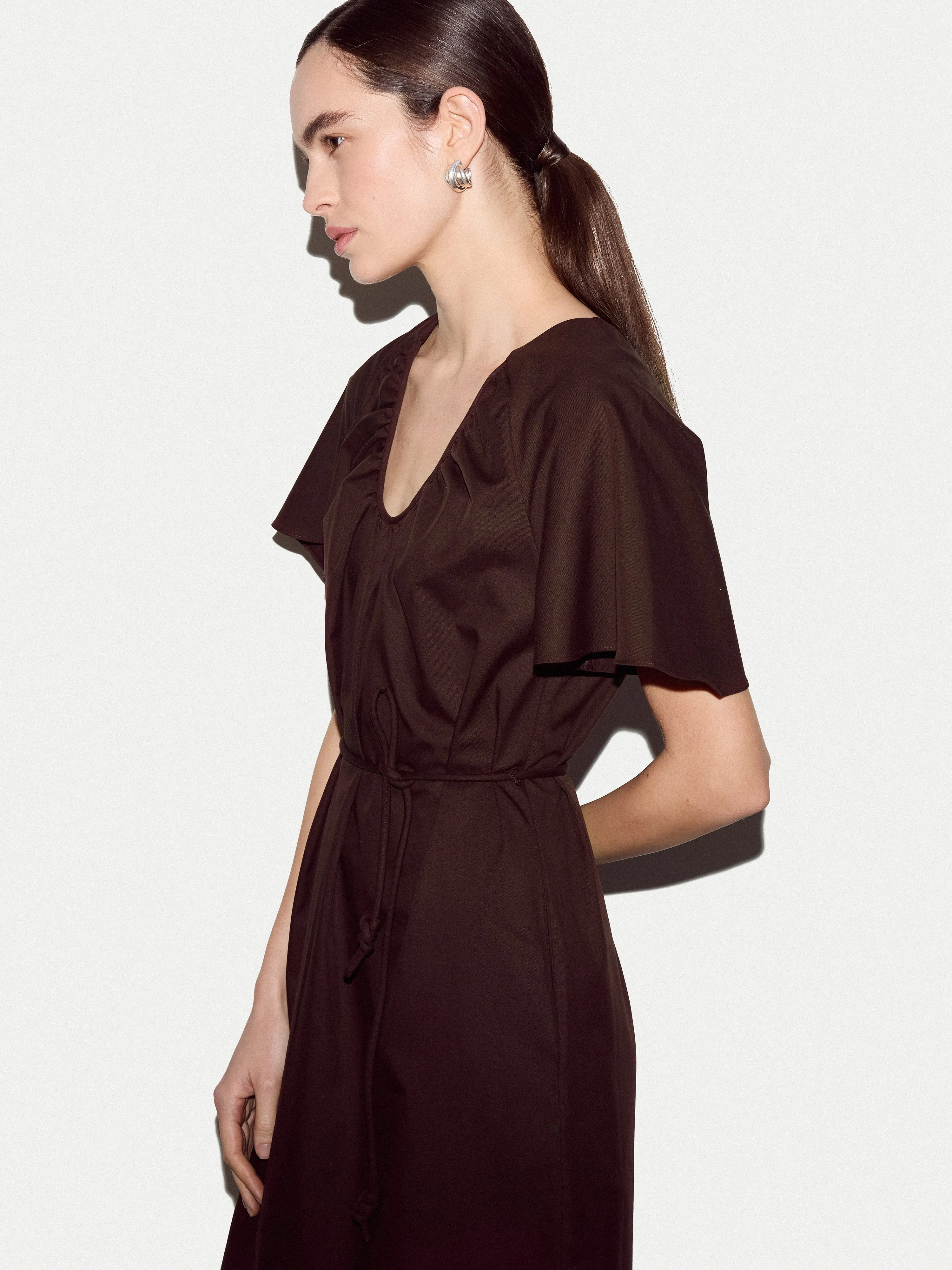 Cotton Lyocell U Neck Dress | Brown sold by Jigsaw product image thumbnail 4