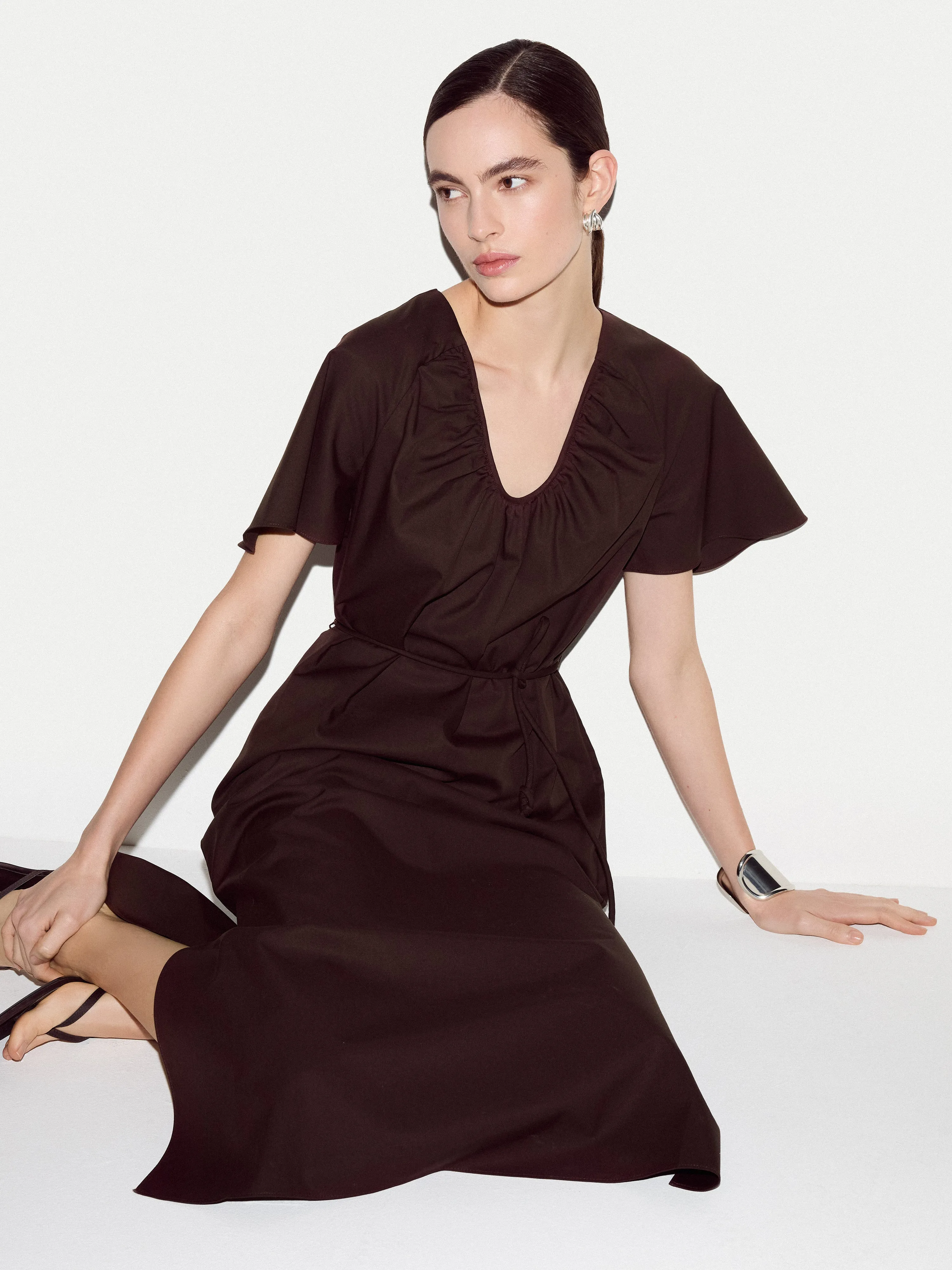 Cotton Lyocell U Neck Dress | Brown sold by Jigsaw product image thumbnail 2