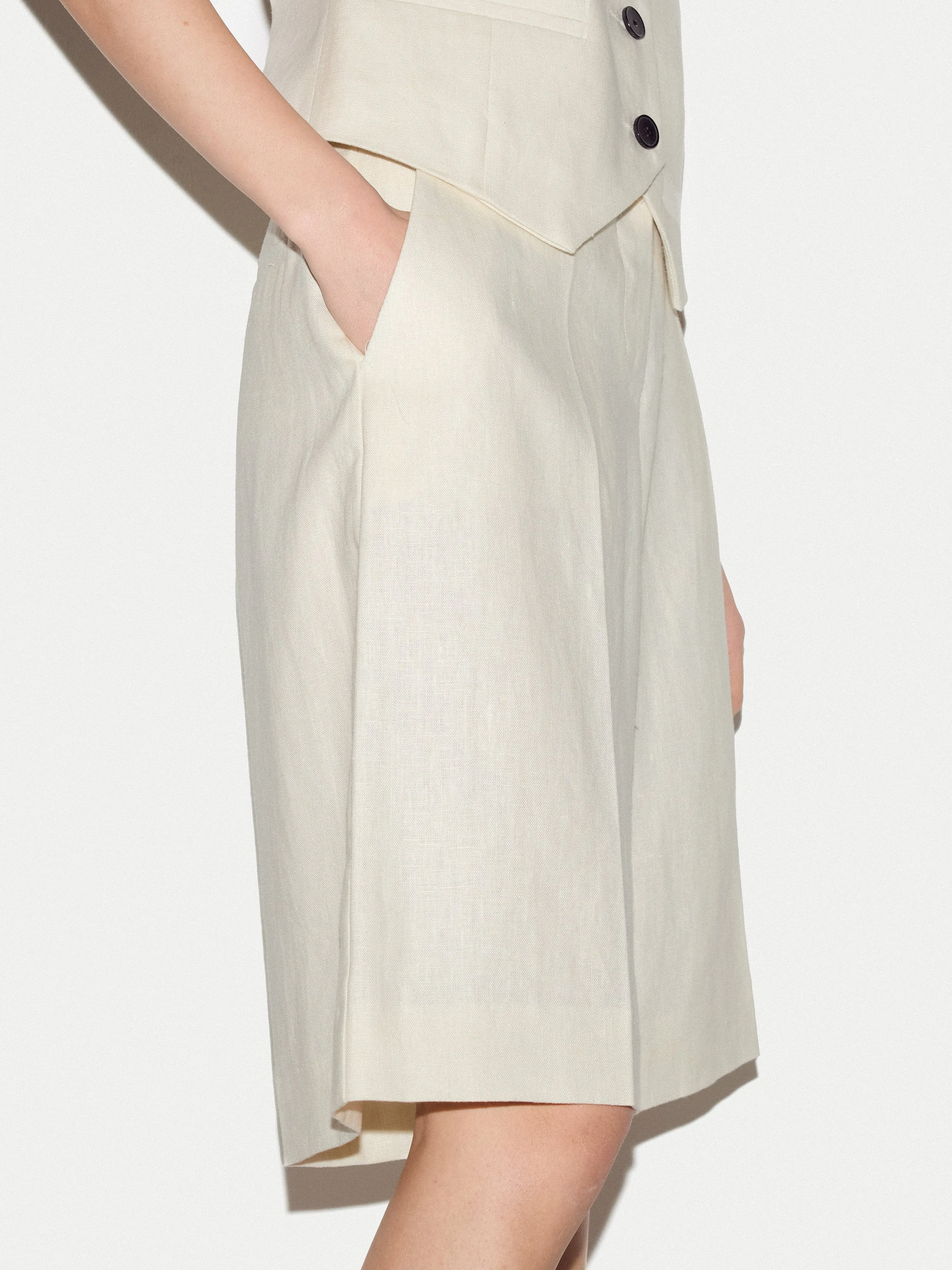 Linen Bermuda Short | Cream sold by Jigsaw product image thumbnail 3