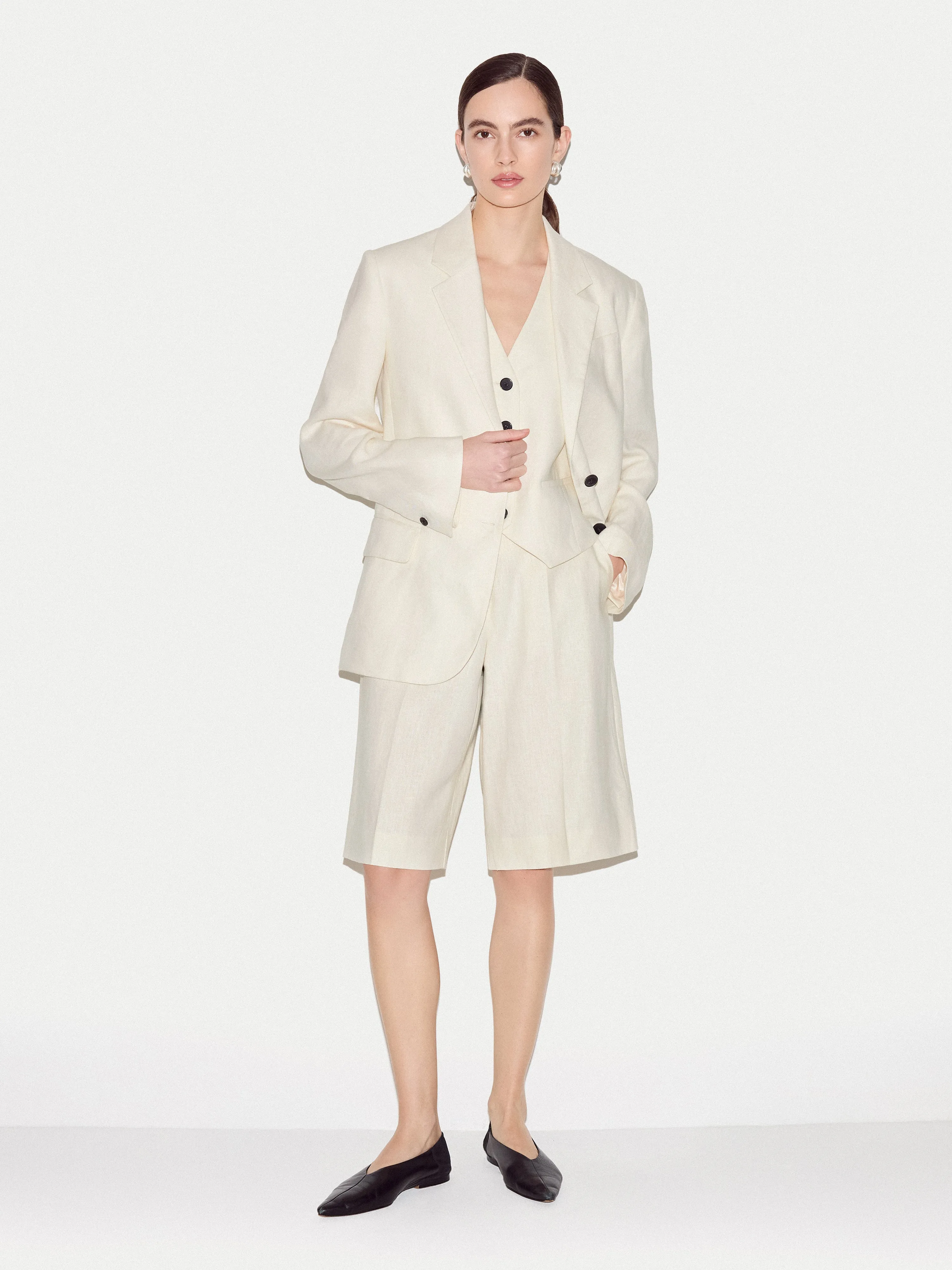 Linen Bermuda Short | Cream sold by Jigsaw