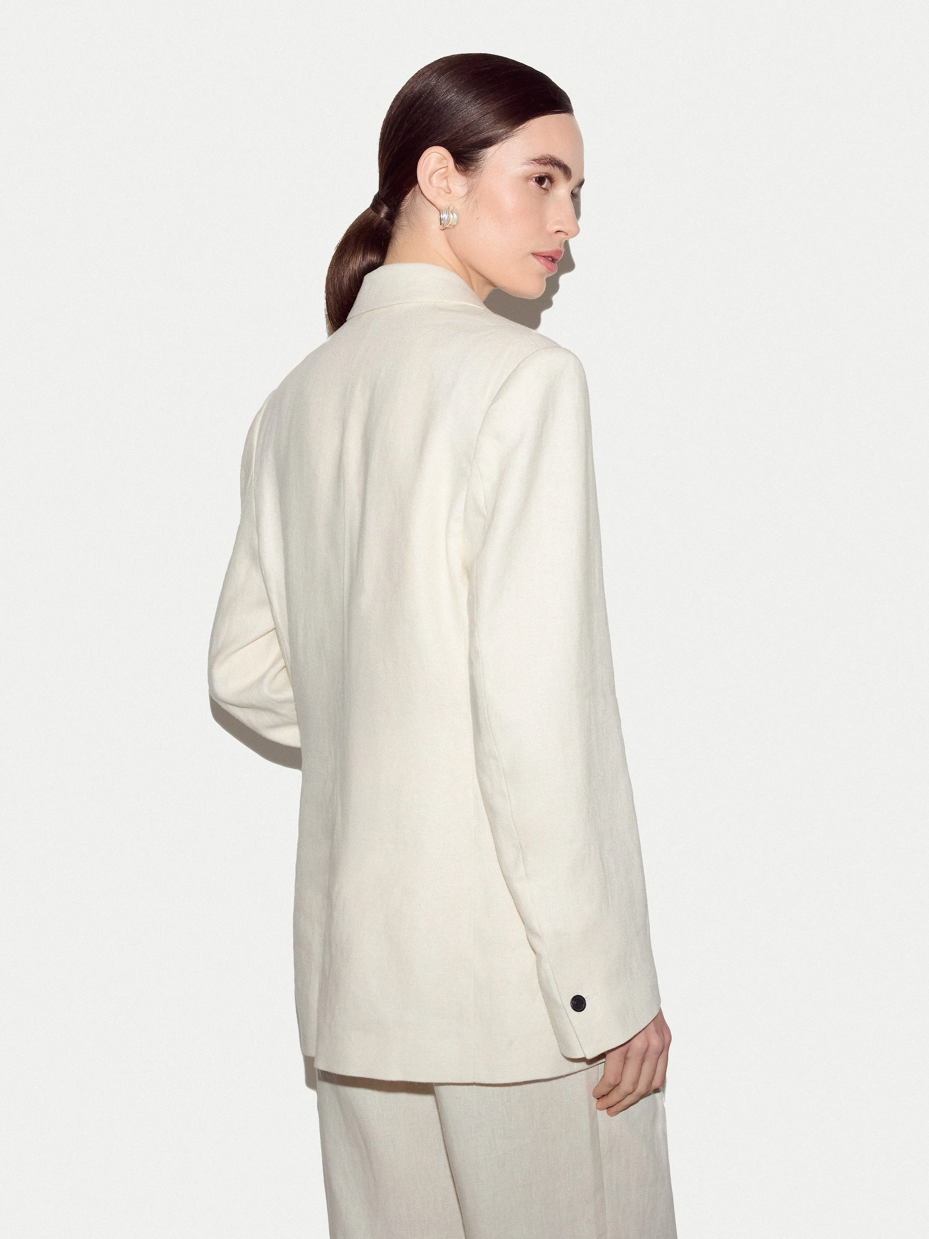 Linen Notch Lapel Blazer | Cream sold by Jigsaw product image thumbnail 5