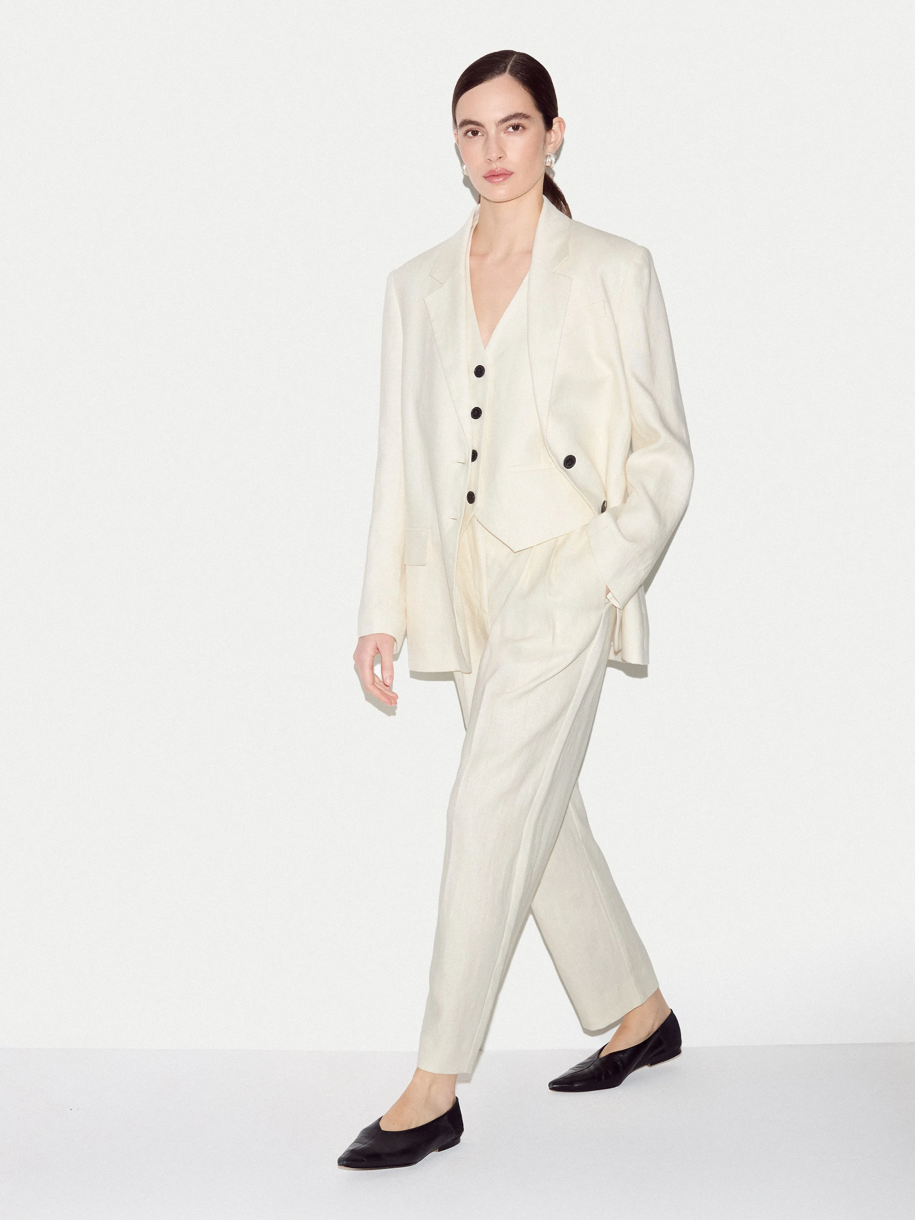 Linen Notch Lapel Blazer | Cream sold by Jigsaw product image thumbnail 3