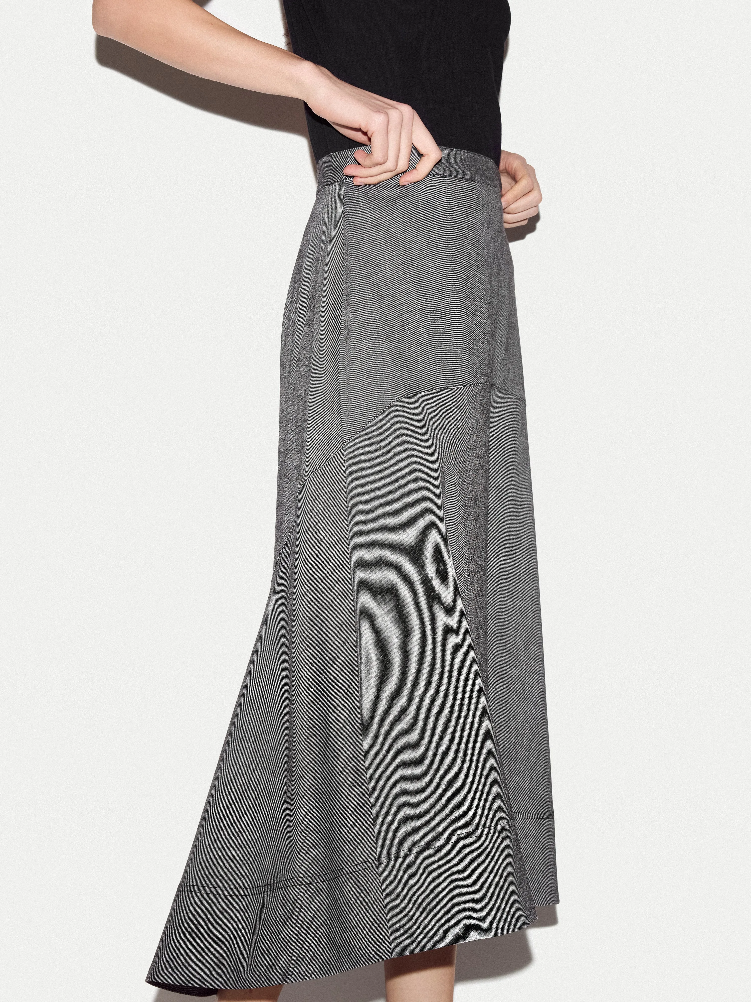 Chambray Linen Blend Asymmetric Midi Skirt | Black sold by Jigsaw product image thumbnail 4