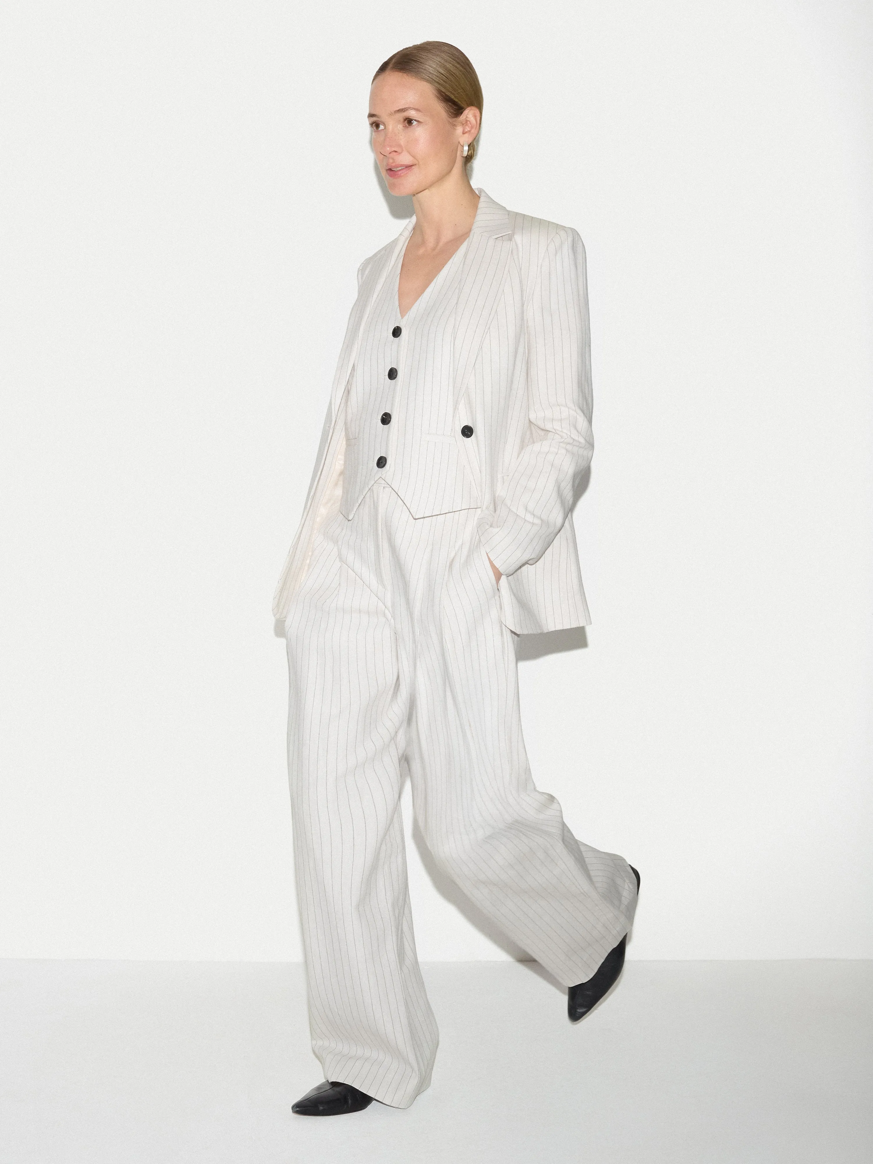 Duke Linen Cotton Stripe Blazer | Ivory sold by Jigsaw product image thumbnail 3
