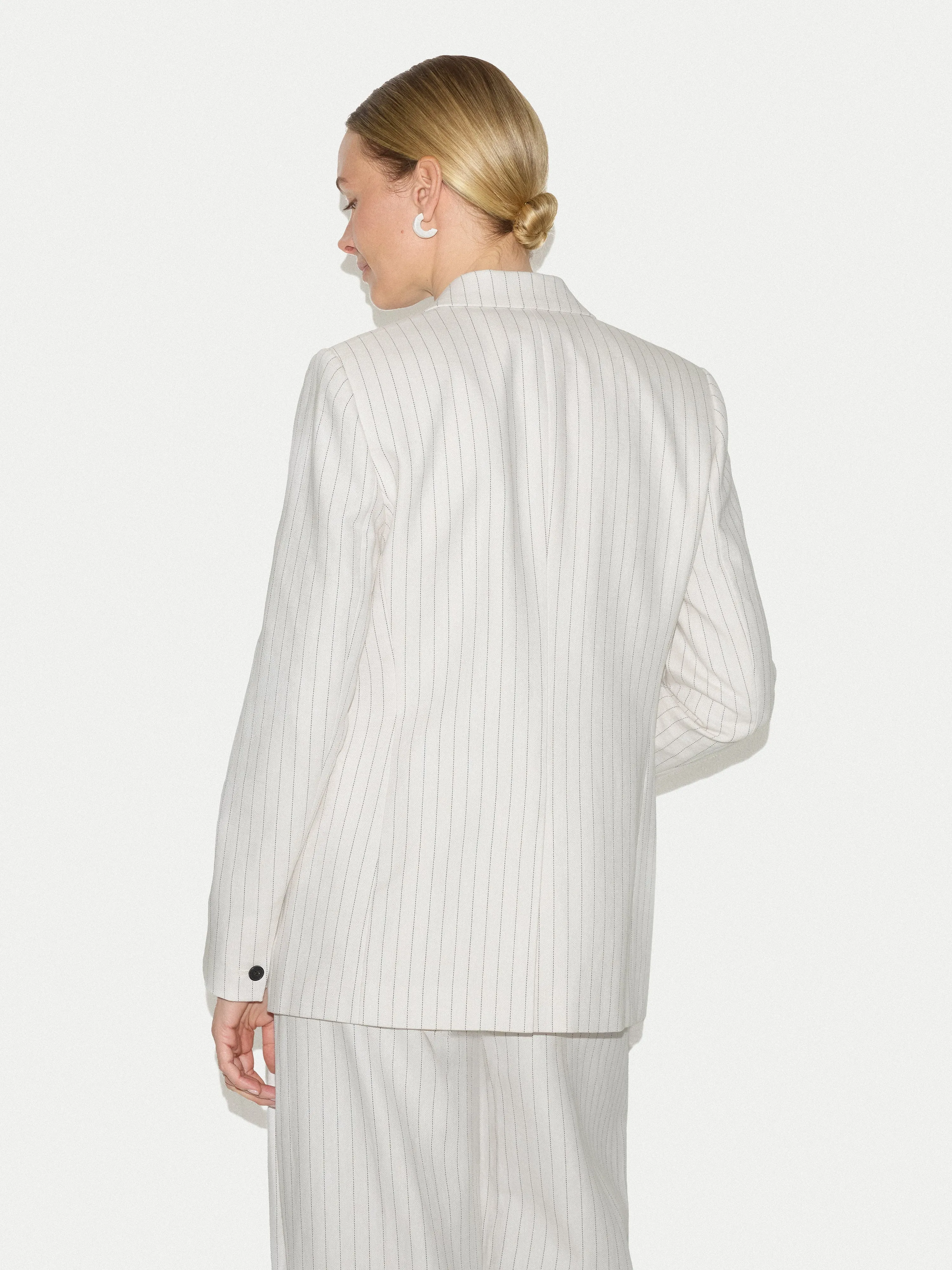Duke Linen Cotton Stripe Blazer | Ivory sold by Jigsaw product image thumbnail 5