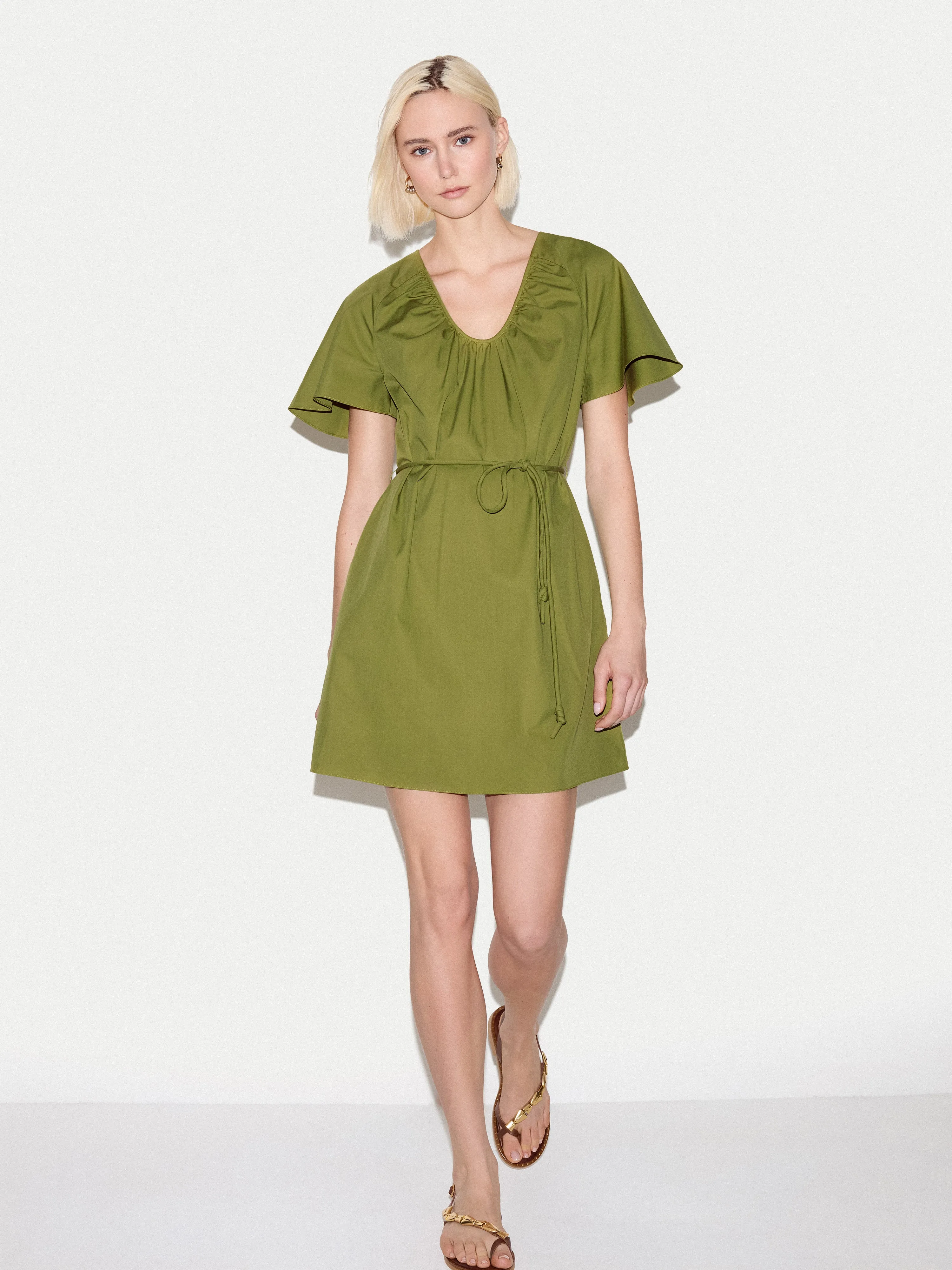 Cotton Lyocell Mini Dress | Green sold by Jigsaw