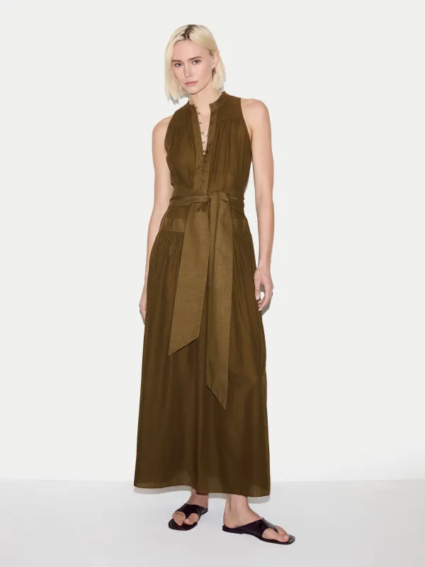 Sleeveless Cotton Maxi Dress | Brown made by Jigsaw