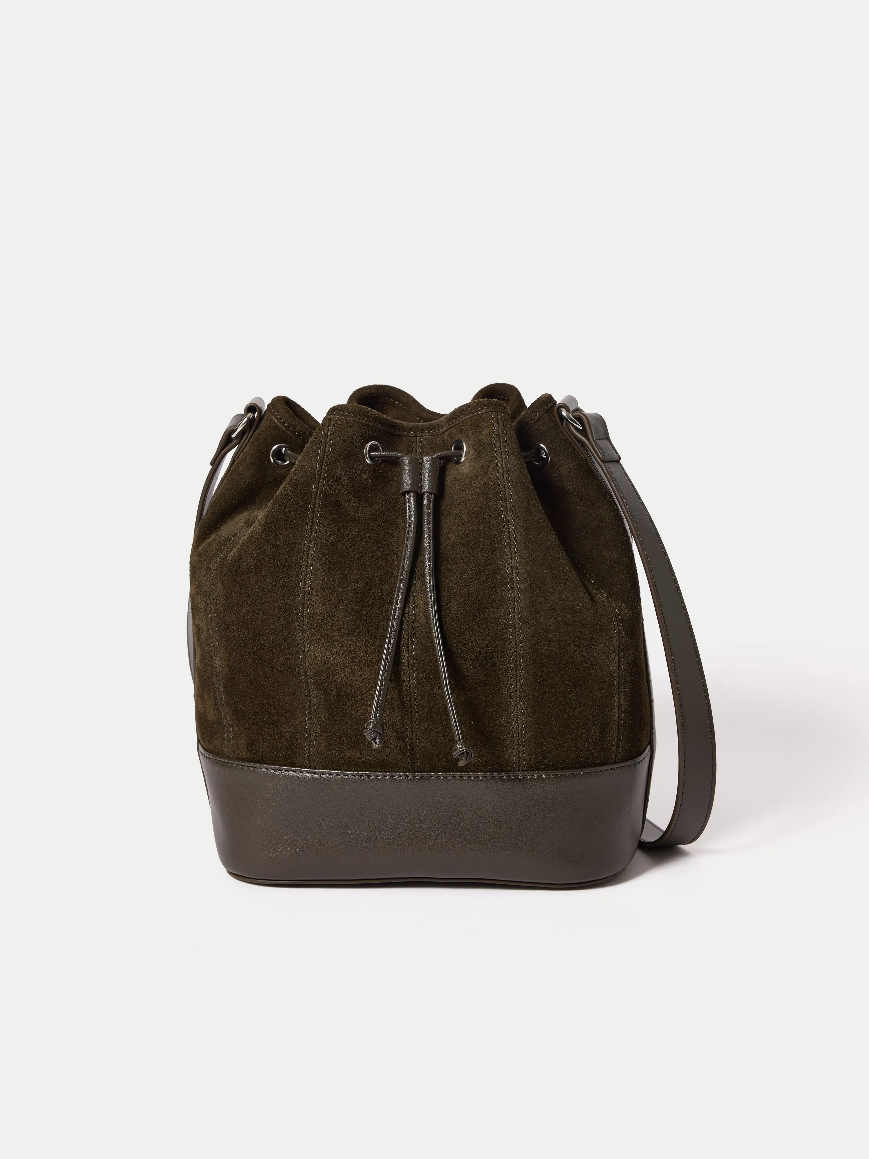 Leather Drawstring Bucket Bag | Khaki sold by Jigsaw product image thumbnail 3