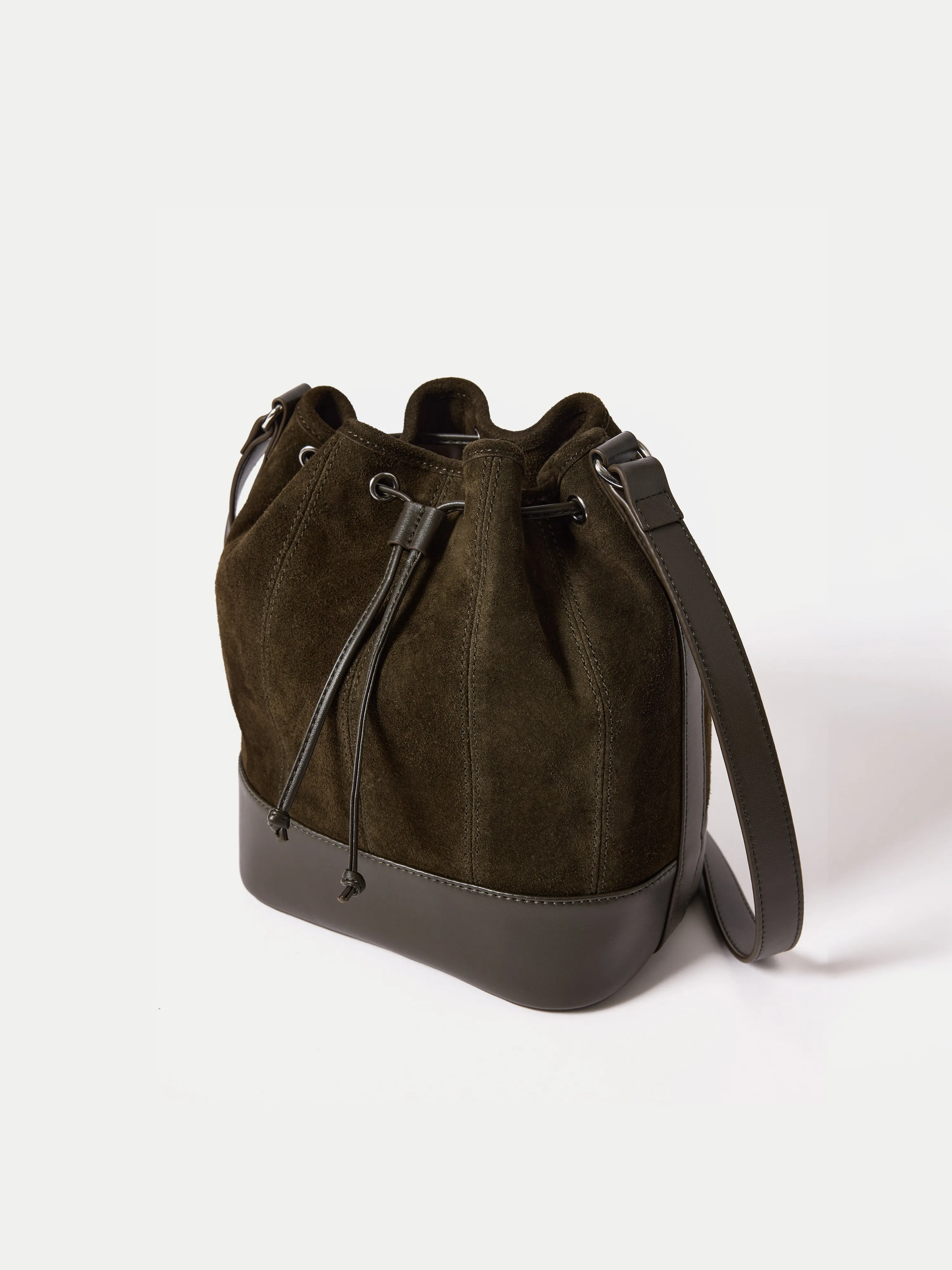 Leather Drawstring Bucket Bag | Khaki sold by Jigsaw product image thumbnail 5
