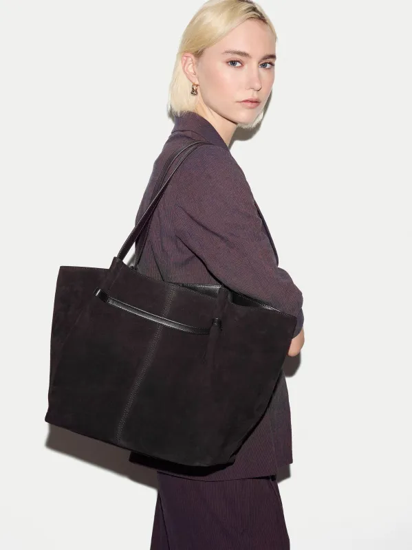 Shopper Suede Tote Bag | Chocolate made by Jigsaw