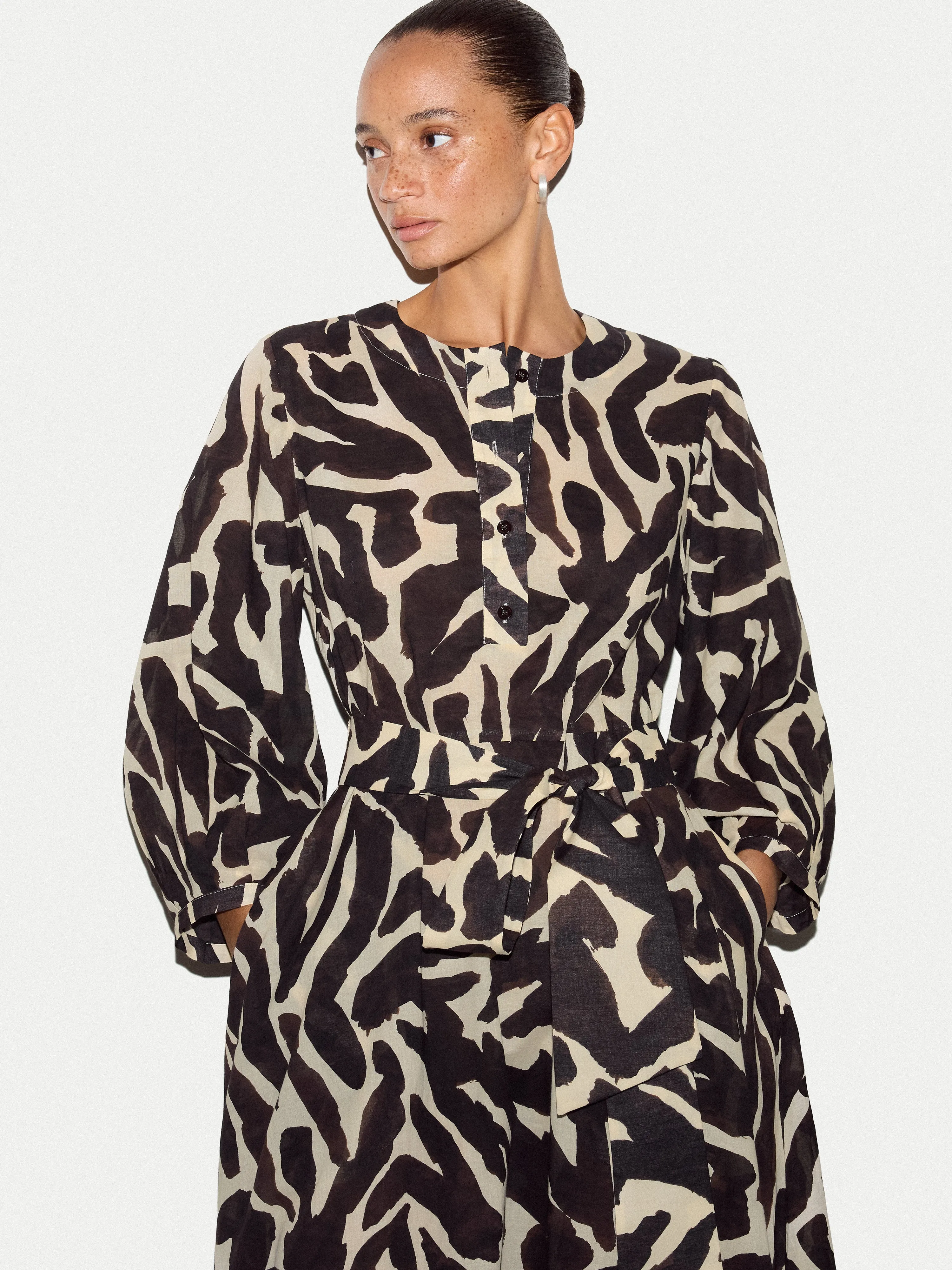 Zebra Cotton Midi Shirt Dress | Brown sold by Jigsaw product image thumbnail 4