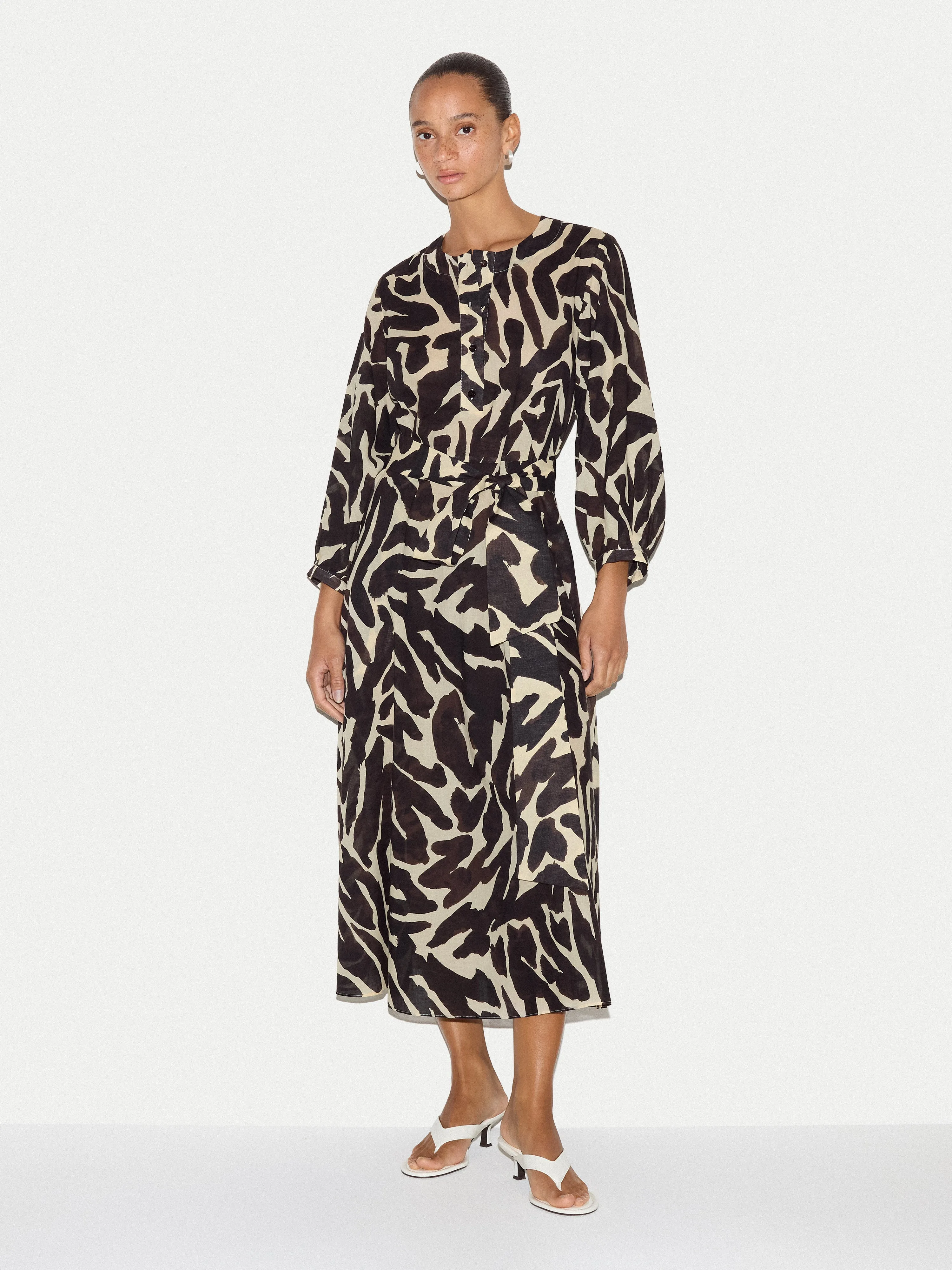 Zebra Cotton Midi Shirt Dress | Brown sold by Jigsaw product image thumbnail 5