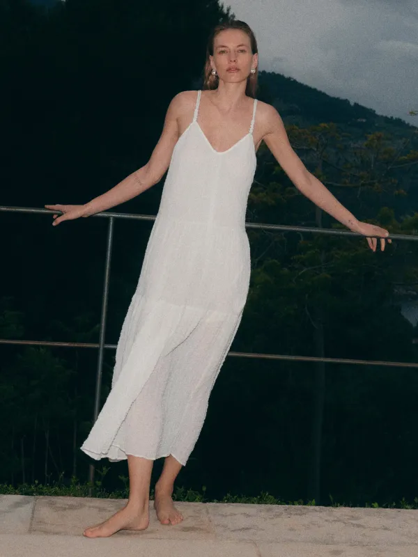 Textured Cotton Maxi Dress | White made by Jigsaw