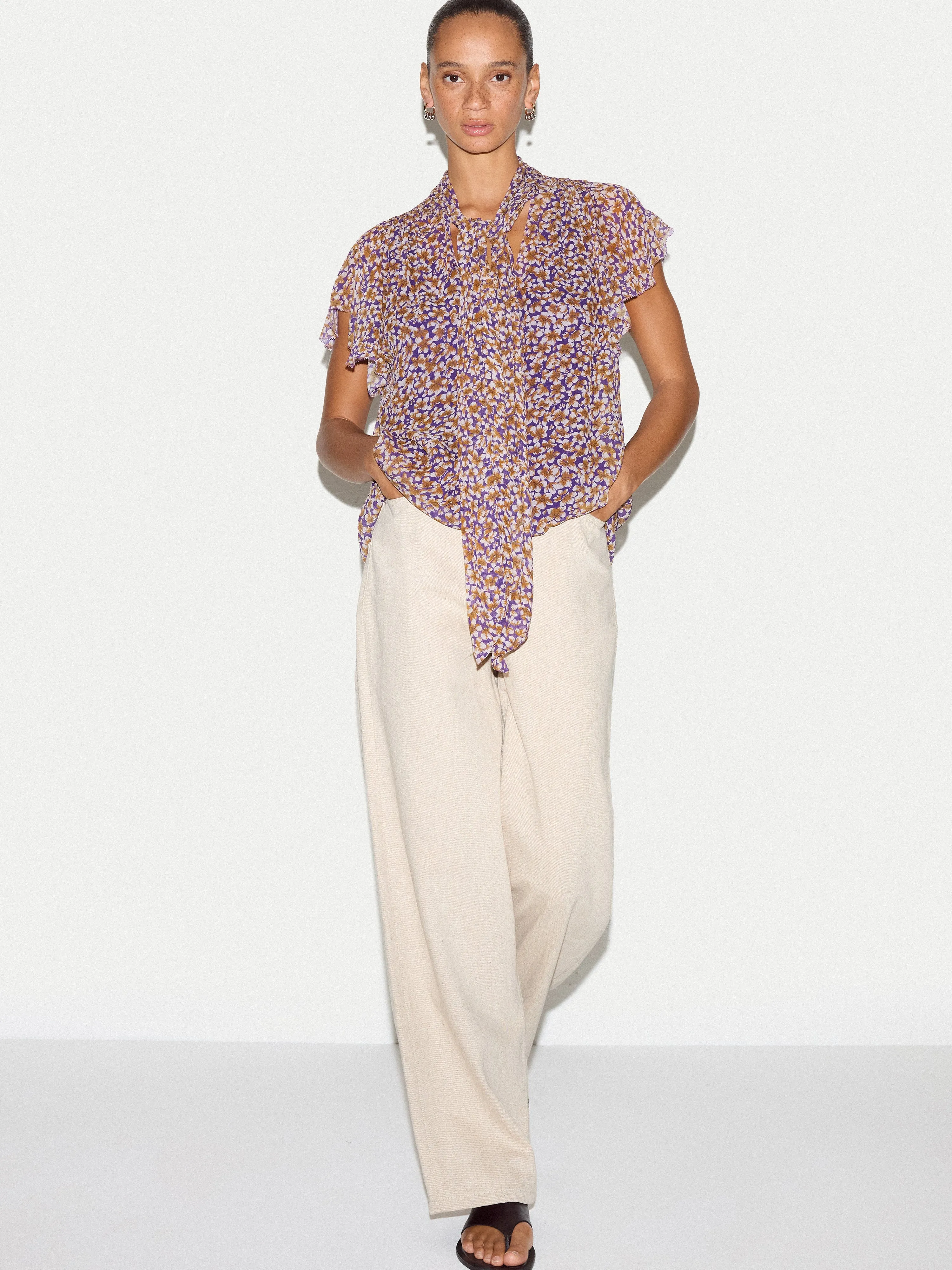 Ditsy Tie Detail Top | Purple sold by Jigsaw product image thumbnail 2
