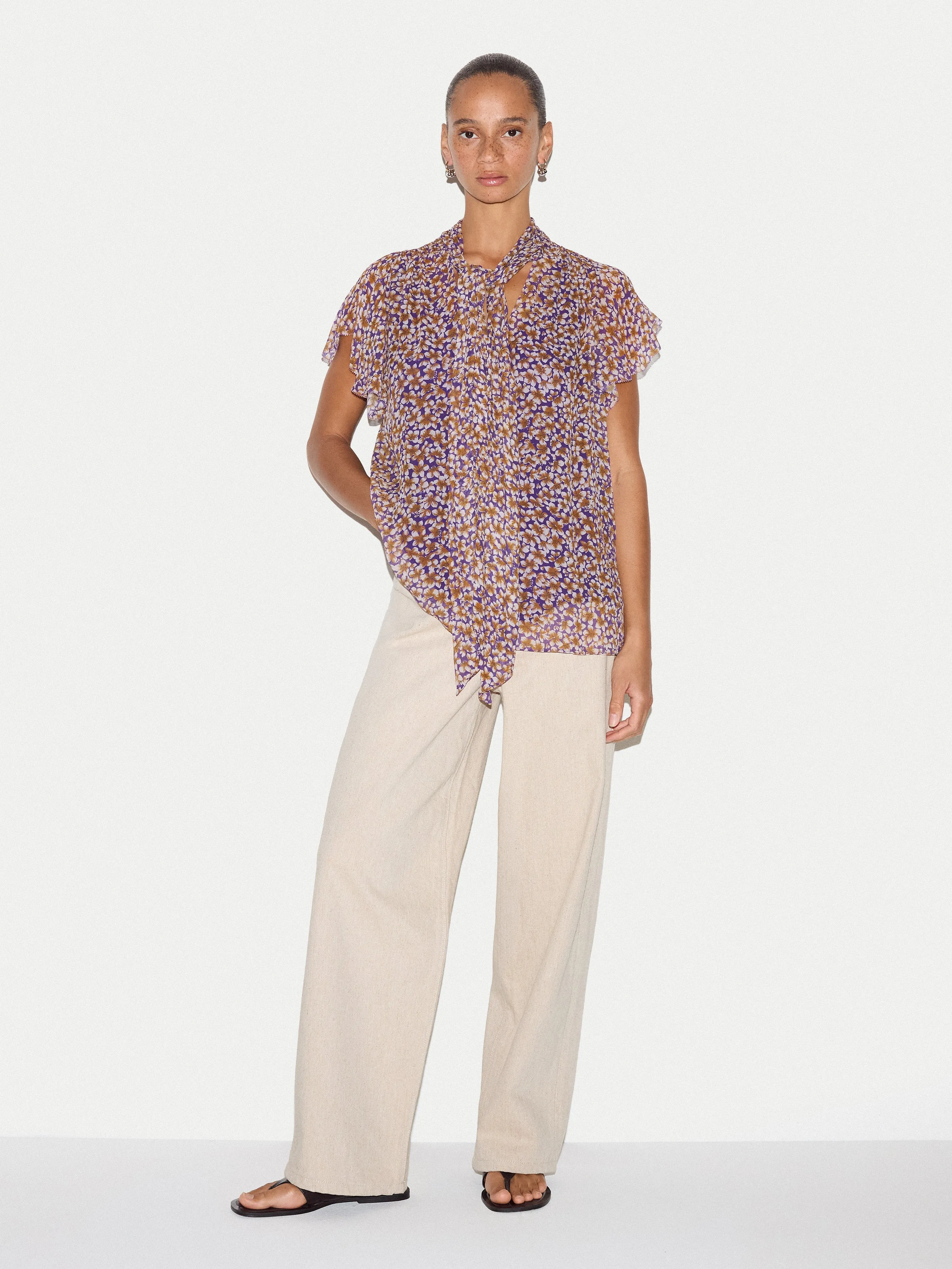 Ditsy Tie Detail Top | Purple sold by Jigsaw product image thumbnail 4