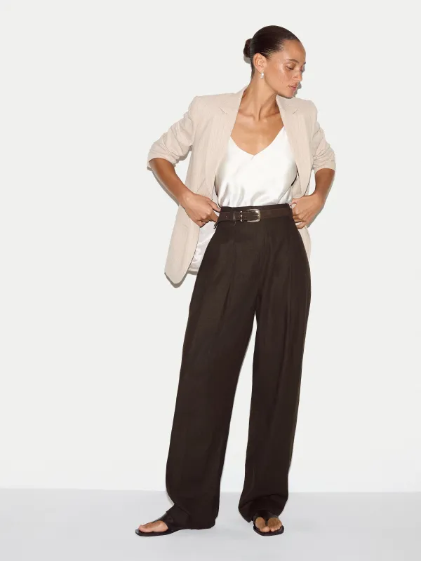 Linen Pleated Trouser | Brown made by Jigsaw