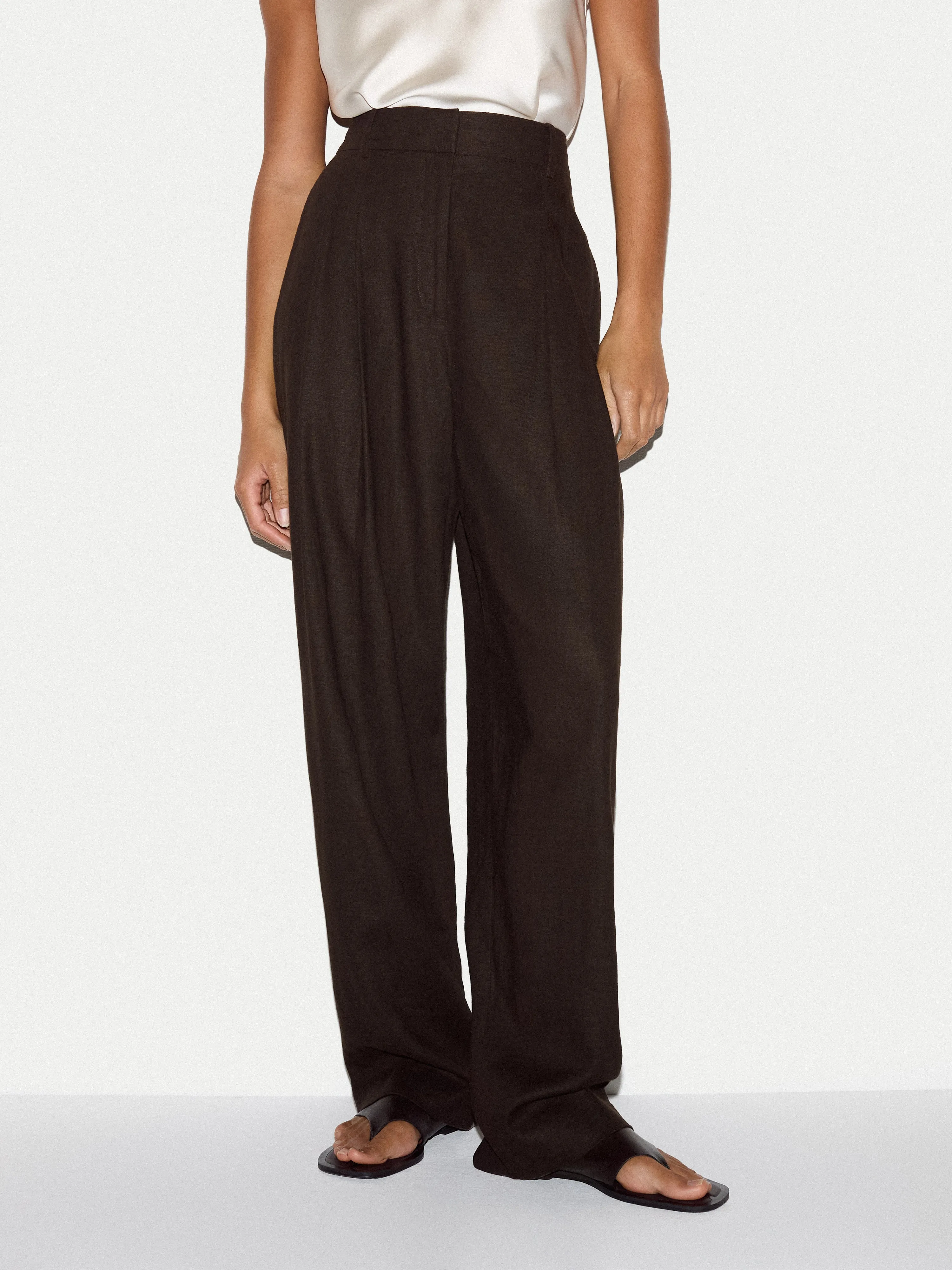 Linen Pleated Trouser | Brown sold by Jigsaw product image thumbnail 2