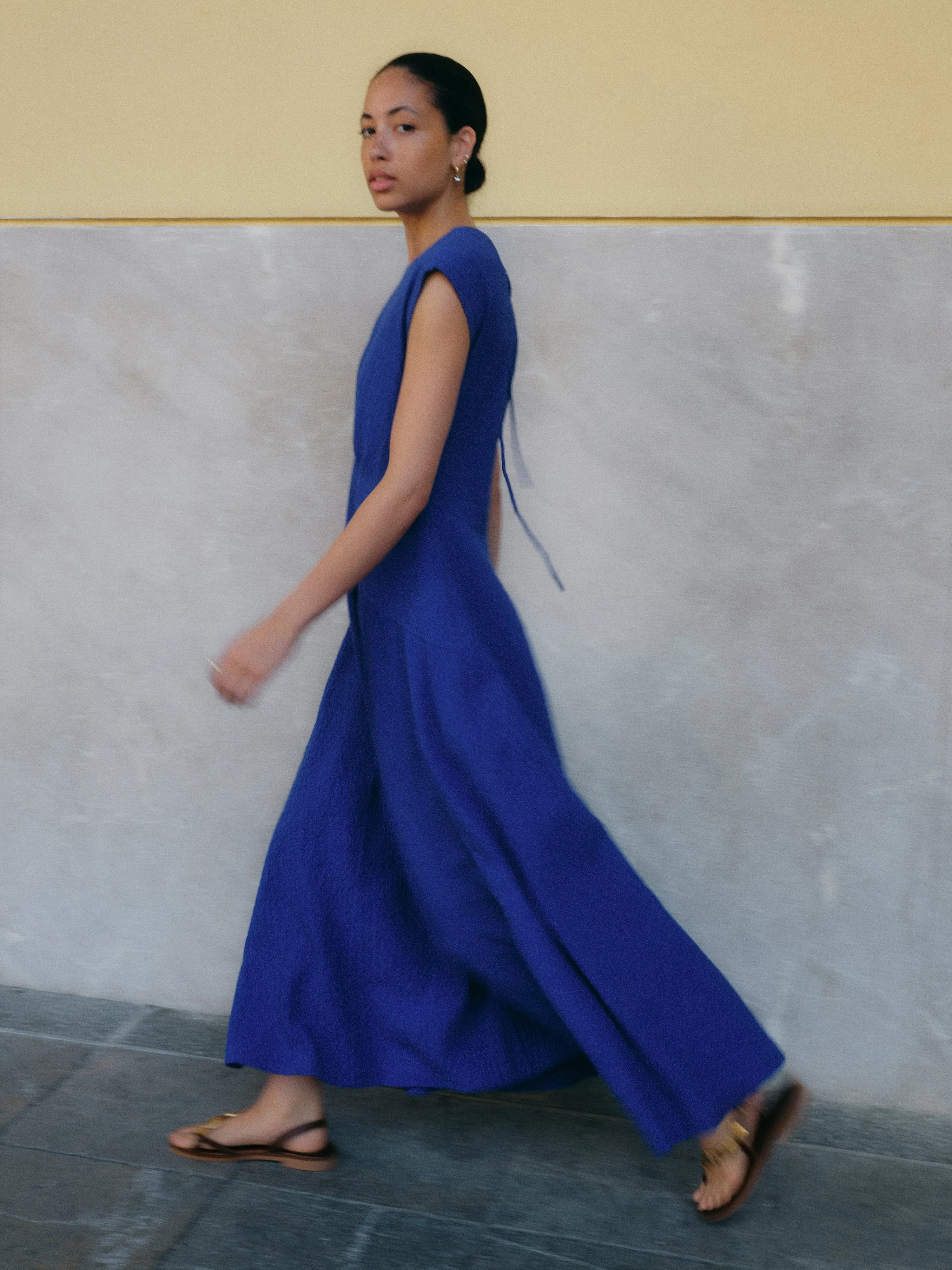 Crinkle Cotton Dress | Blue sold by Jigsaw