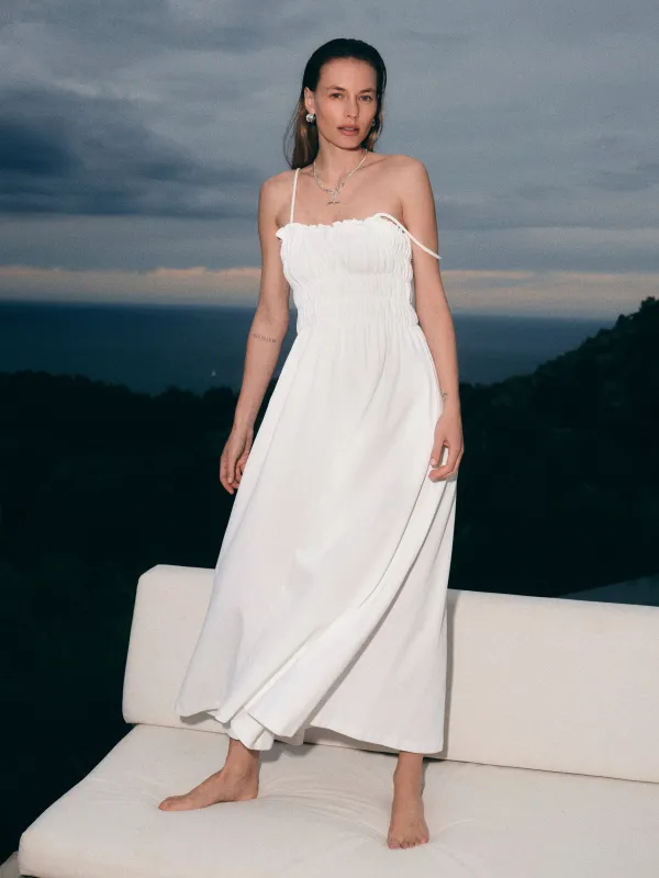 Cotton Pique Sundress | White made by Jigsaw