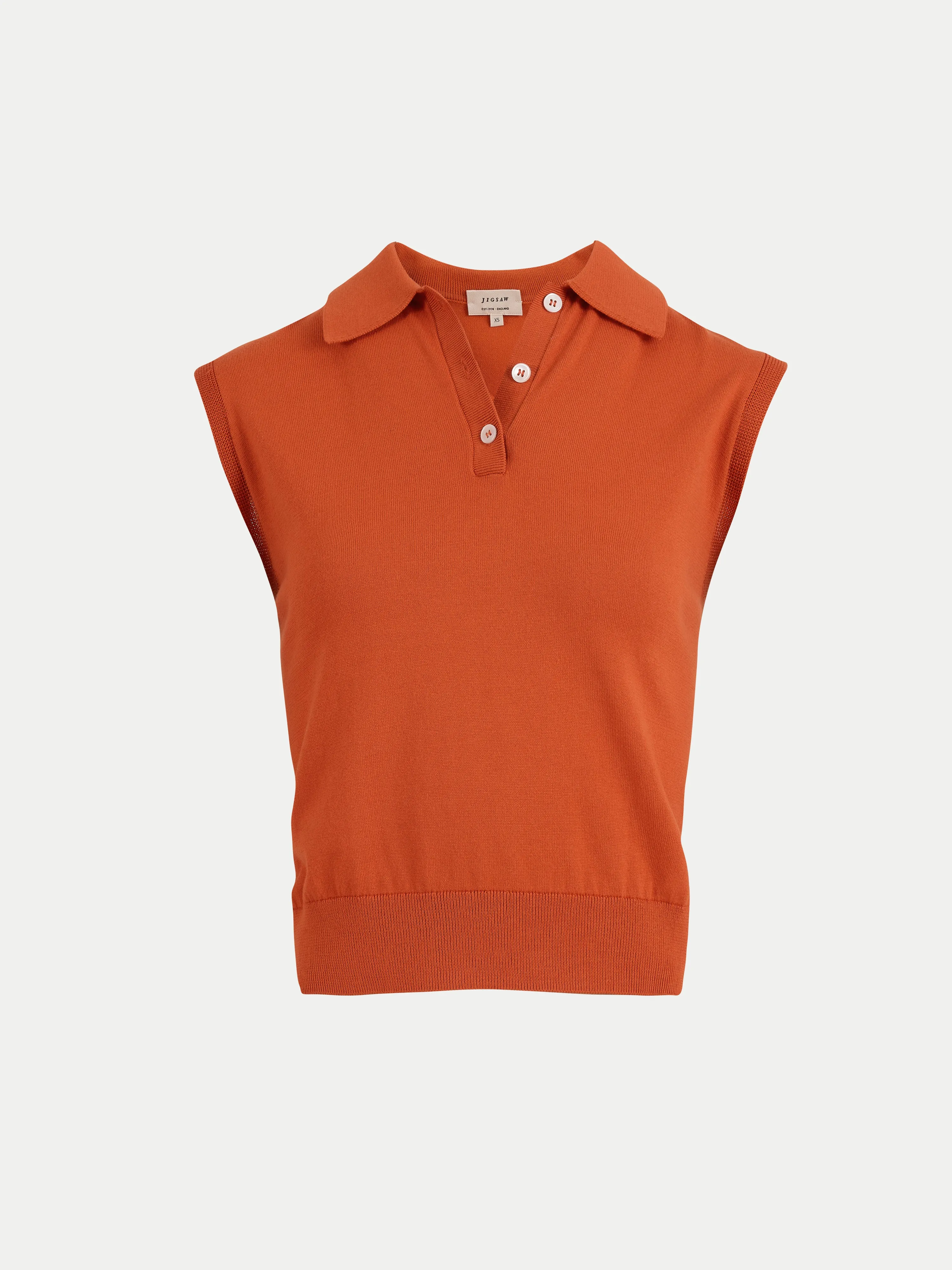 Cotton Sleeveless Polo | Orange sold by Jigsaw product image thumbnail 5