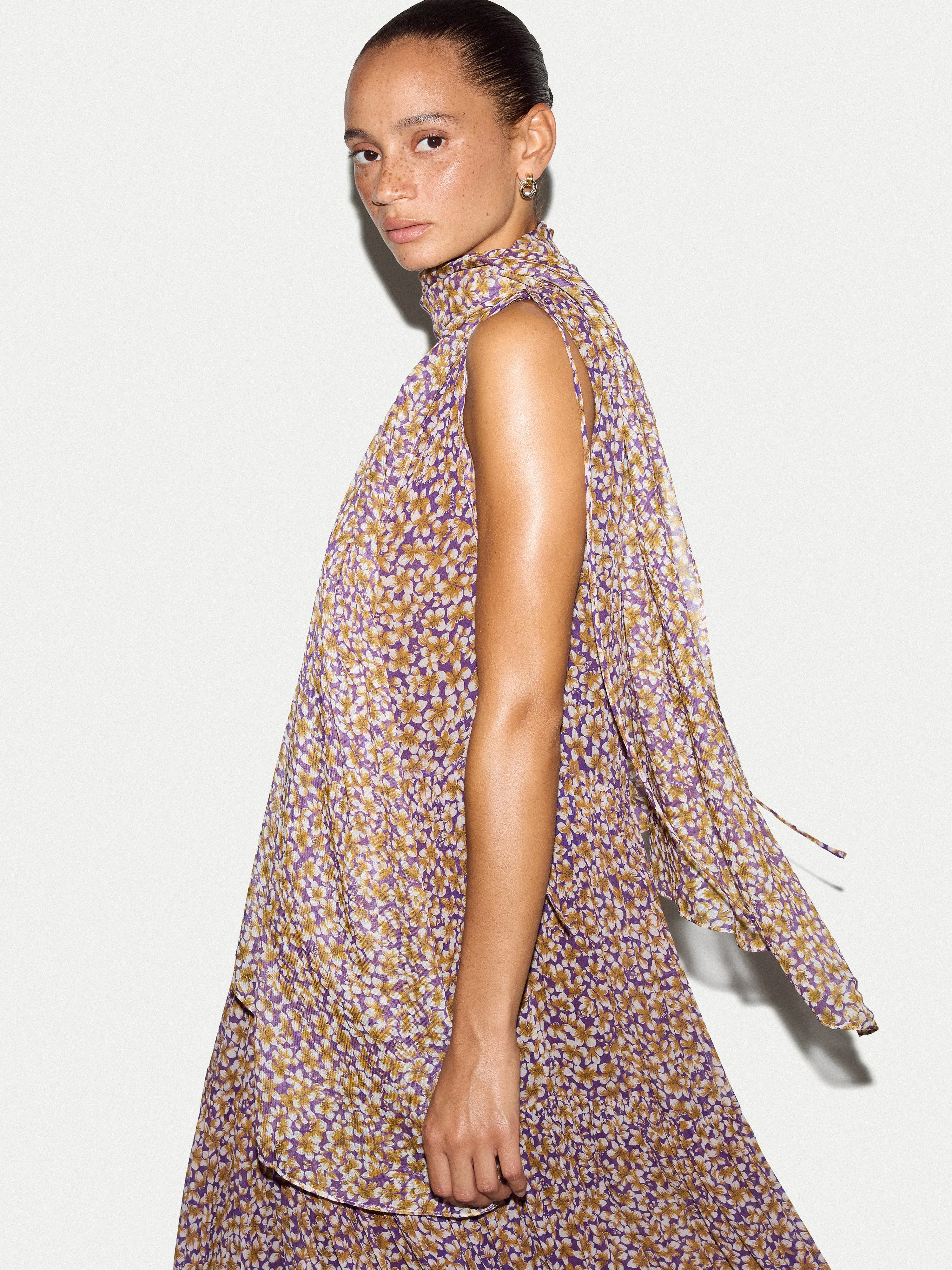 Modal Ditsy Scarf | Purple sold by Jigsaw