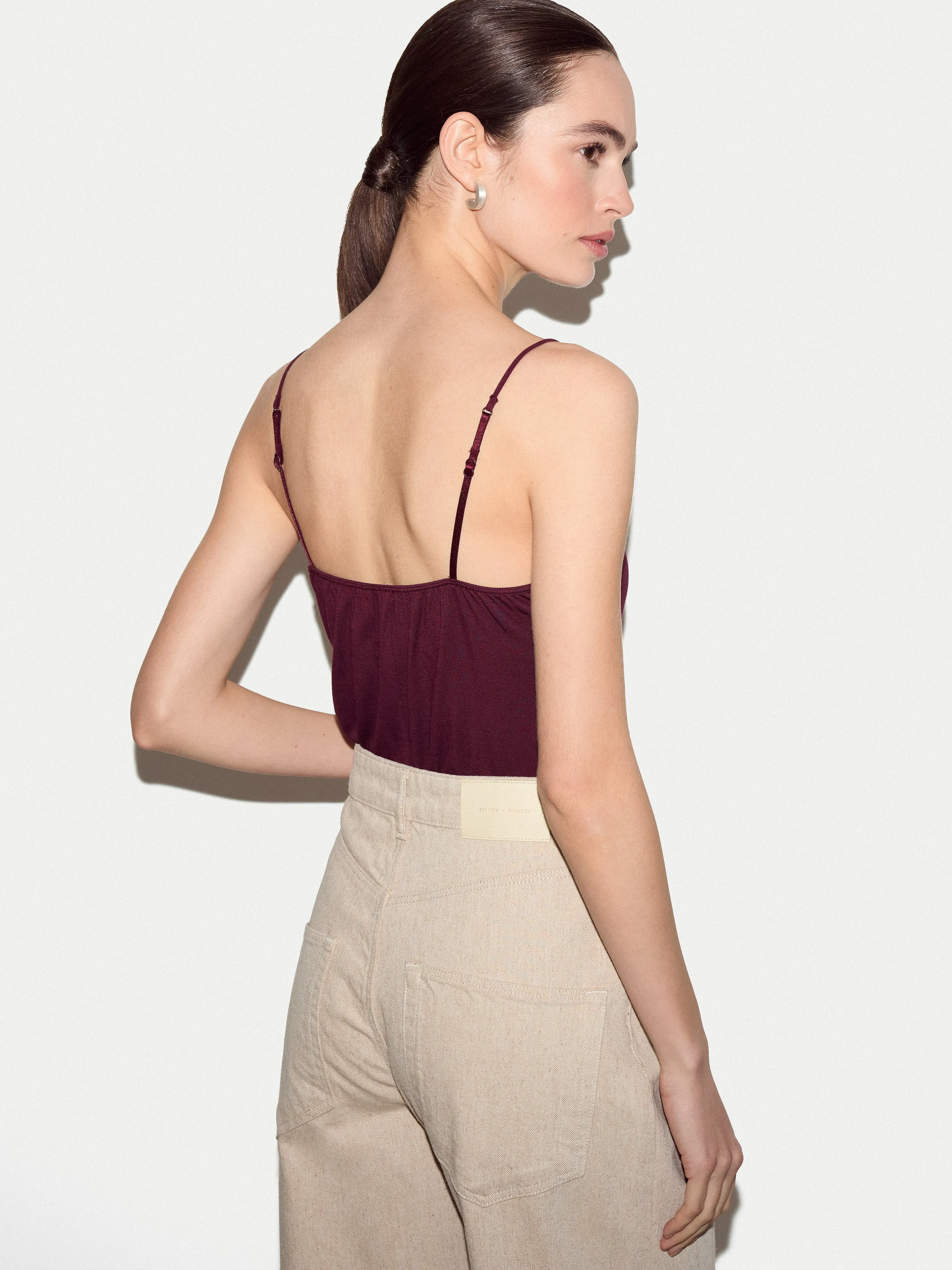 Modal Lace Cami | Burgundy sold by Jigsaw product image thumbnail 3