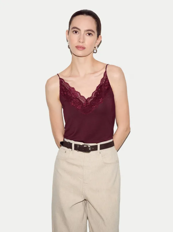 Modal Lace Cami | Burgundy made by Jigsaw