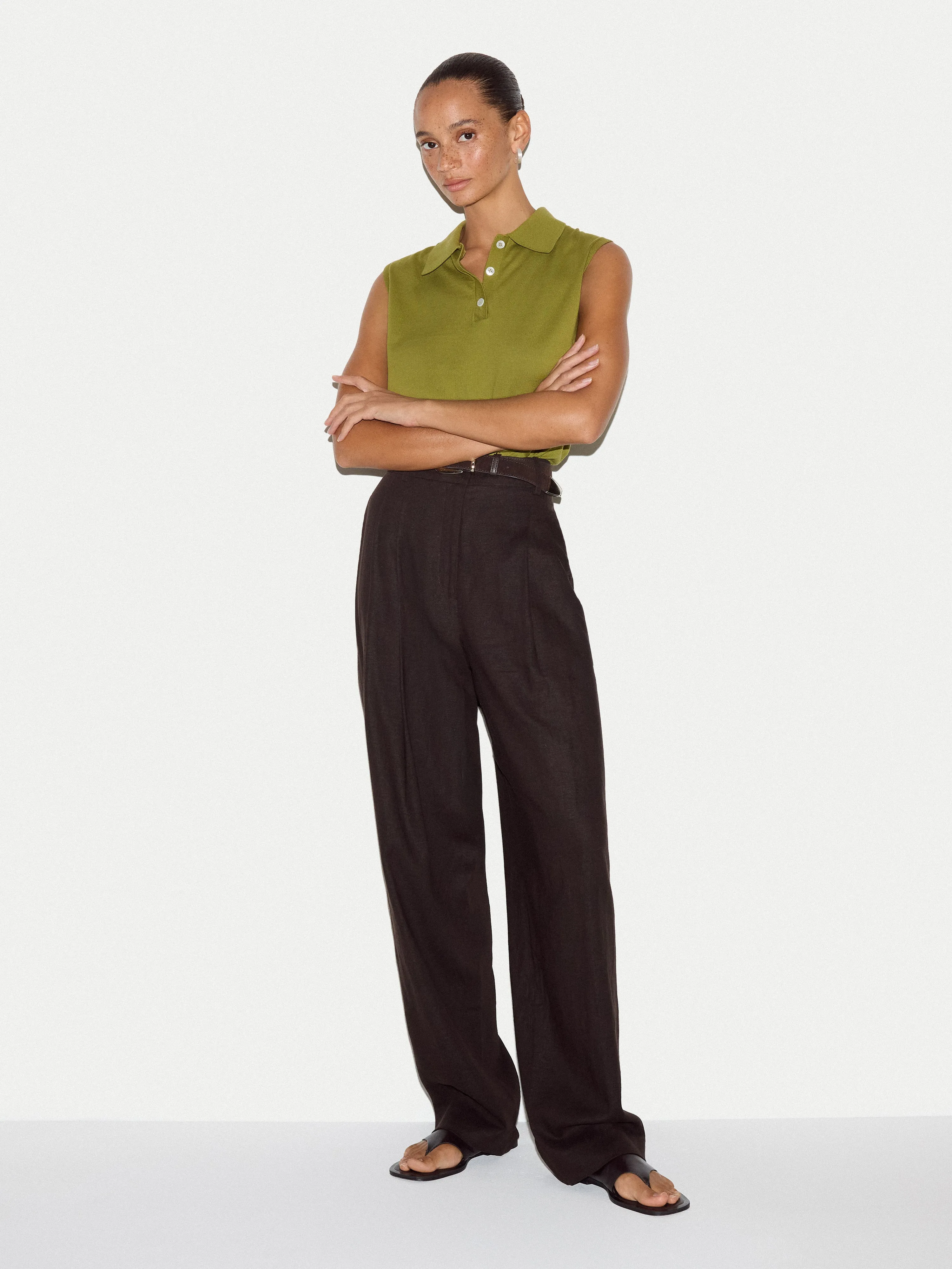 Cotton Sleeveless Polo | Green sold by Jigsaw product image thumbnail 4